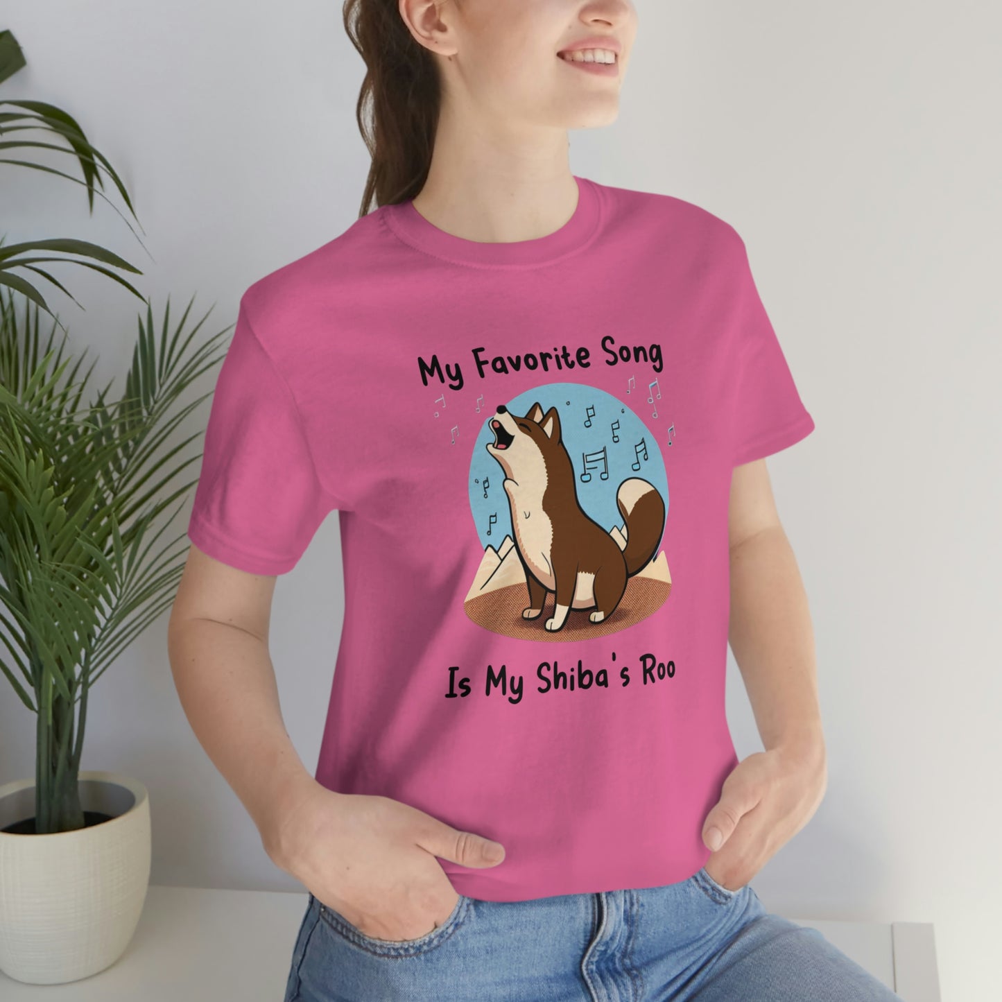 My Favorite Song - Black Ink | Dk Brown Shiba Inu | Unisex Jersey Short Sleeve Tee