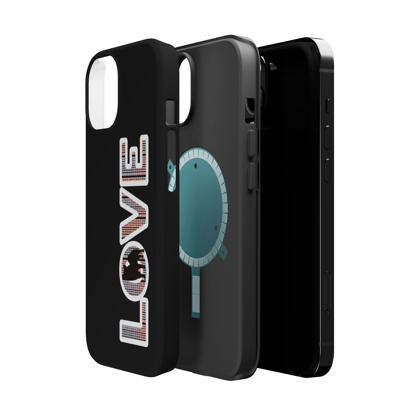 Shiba Inu Phone Case - "LOVE" design - Stylish iPhone, Shiba Love Design MagSafe Phone Case - Dual Layer Protection for iPhone Tough Cases