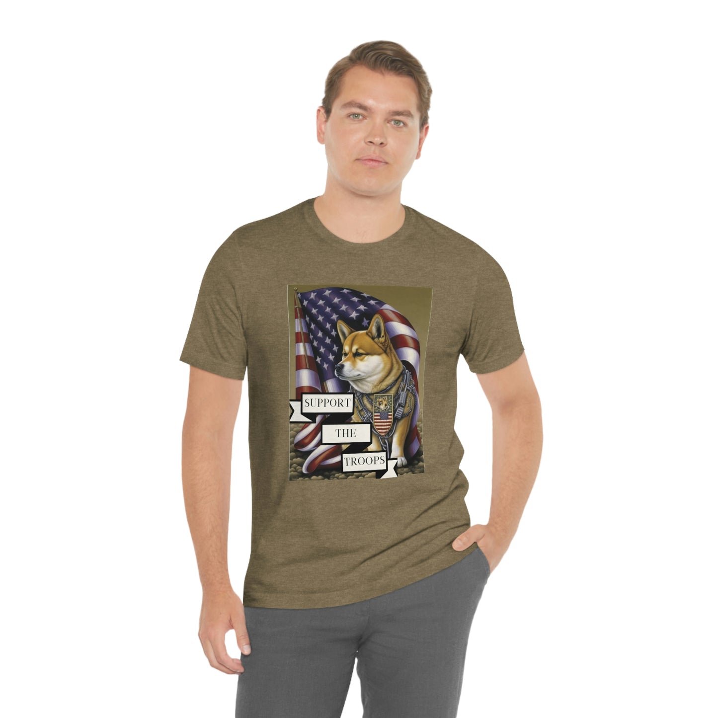 Patriotic Shiba Inu Soldier T-Shirt | American Flag and Support the Troops | Shiba Inu Tee with High-Quality Print