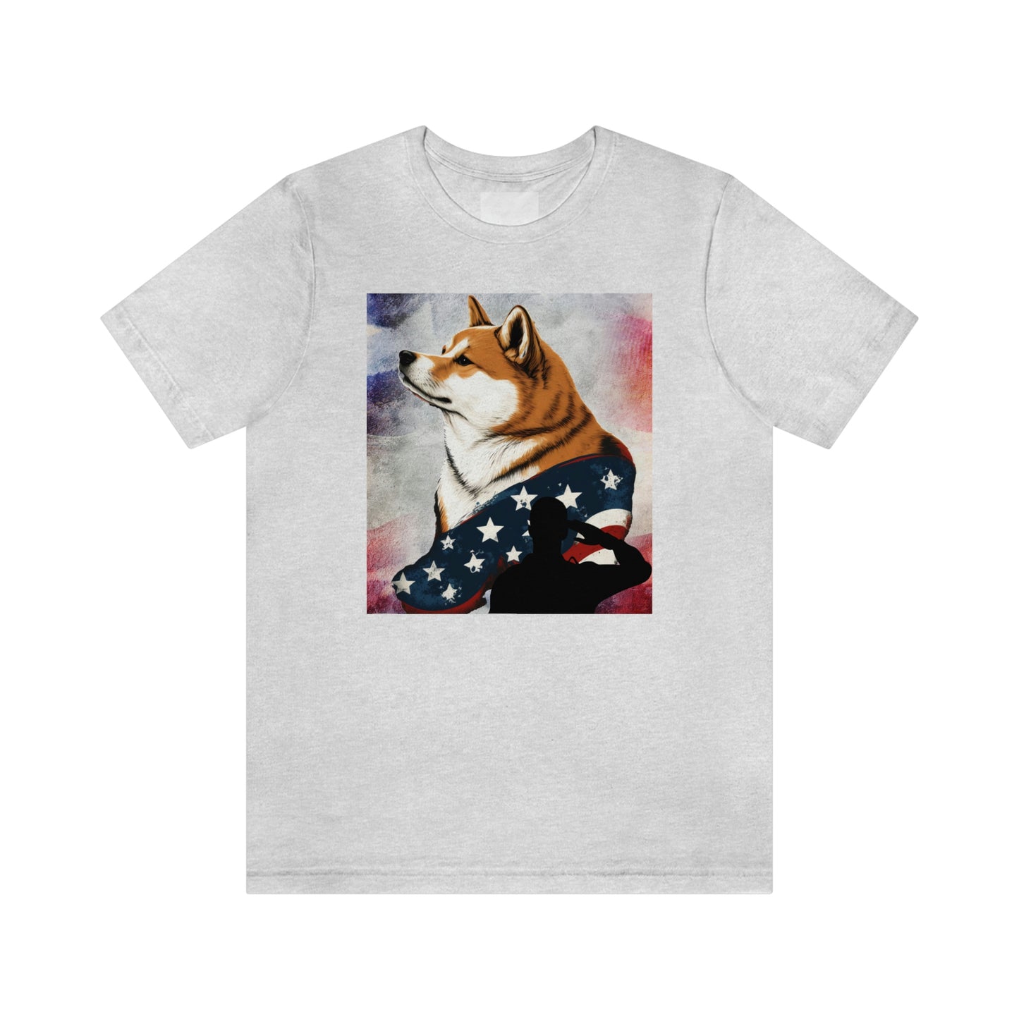 Patriotic Shiba Inu T-Shirt Support Our Troops | American Flag and Soldier Silhouette | Shiba Inu Tee with High-Quality Print