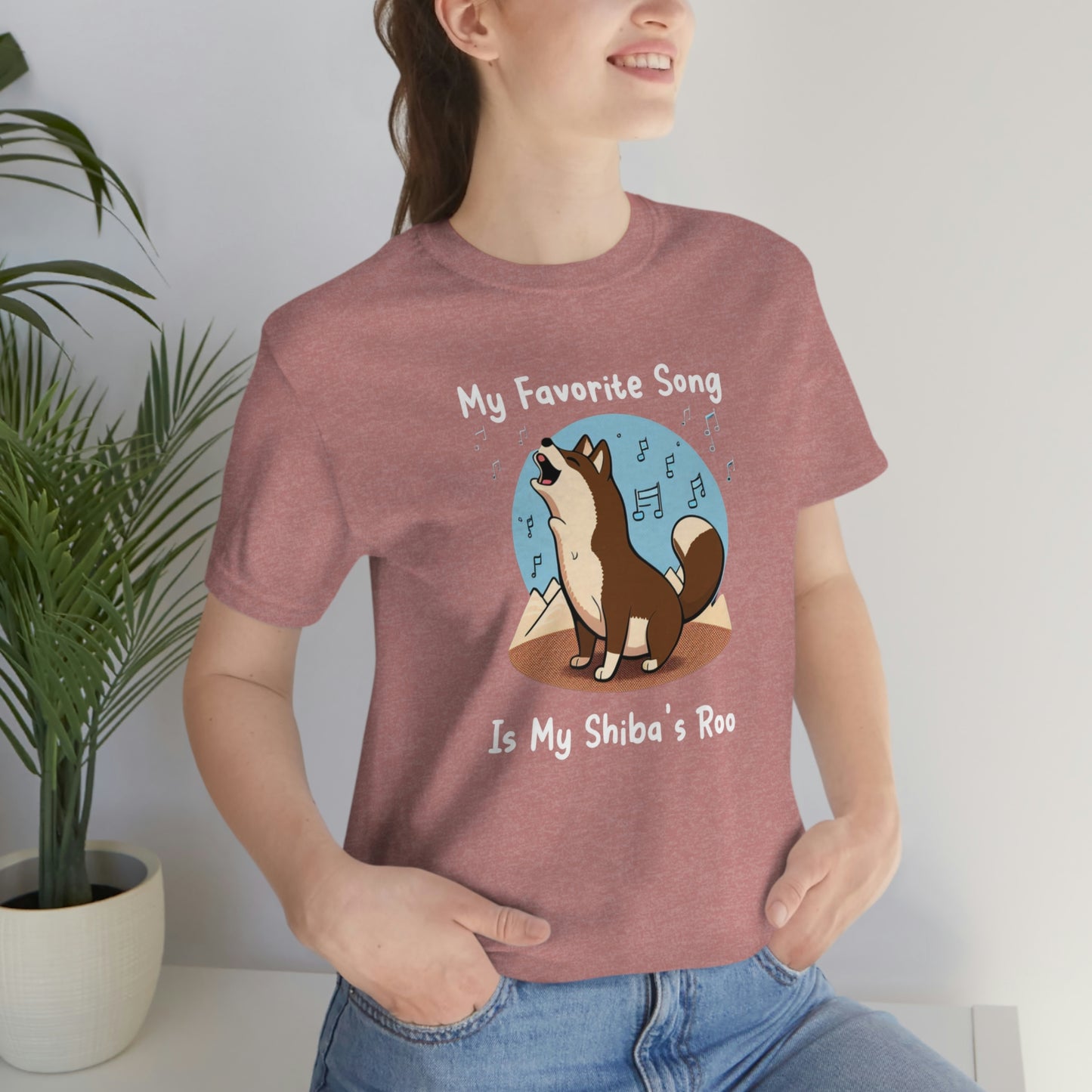 My Favorite Song - White Ink | Dk Brown Shiba Inu | Unisex Jersey Short Sleeve Tee