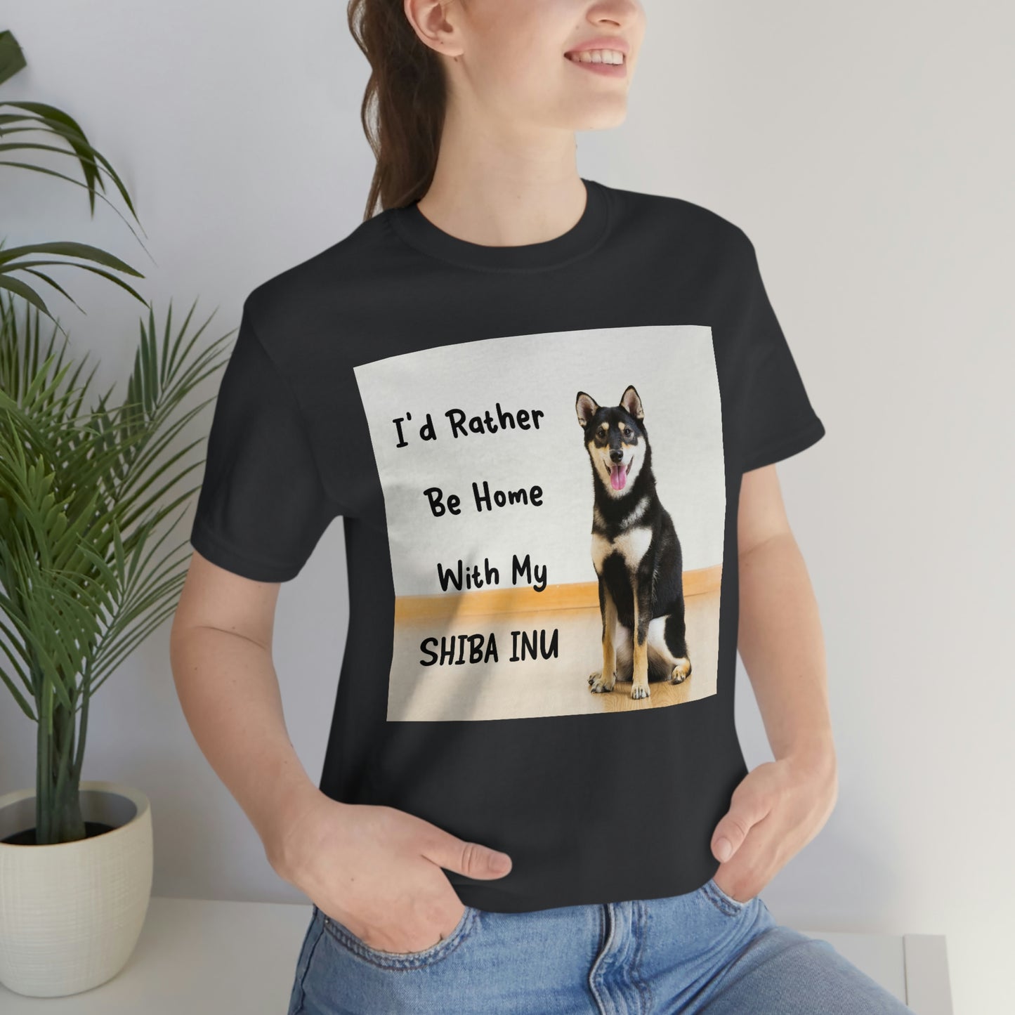 'I'd Rather Be Home with my Shiba' | Unisex Jersey Short Sleeve Tee