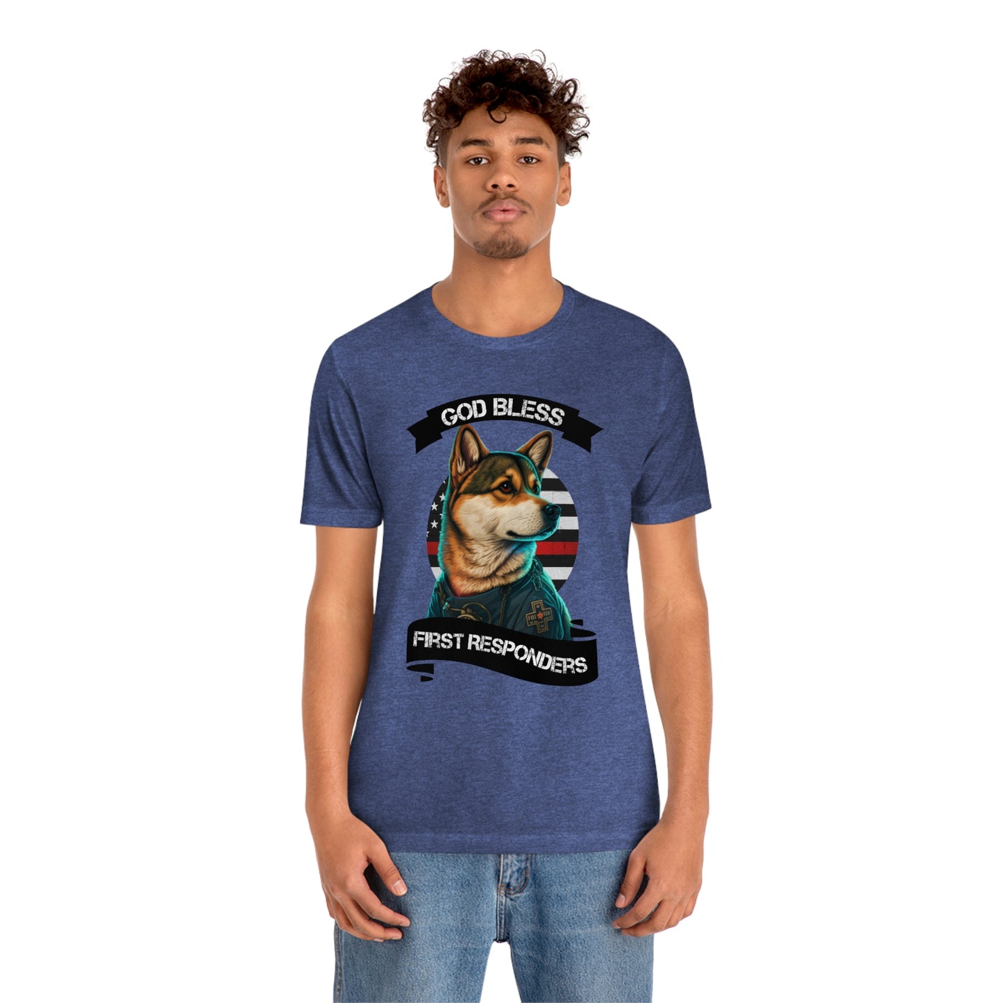 EMT Shiba Inu T-Shirt | Support First Responders | God Bless Banner | Shiba Inu Tee with High-Quality Print