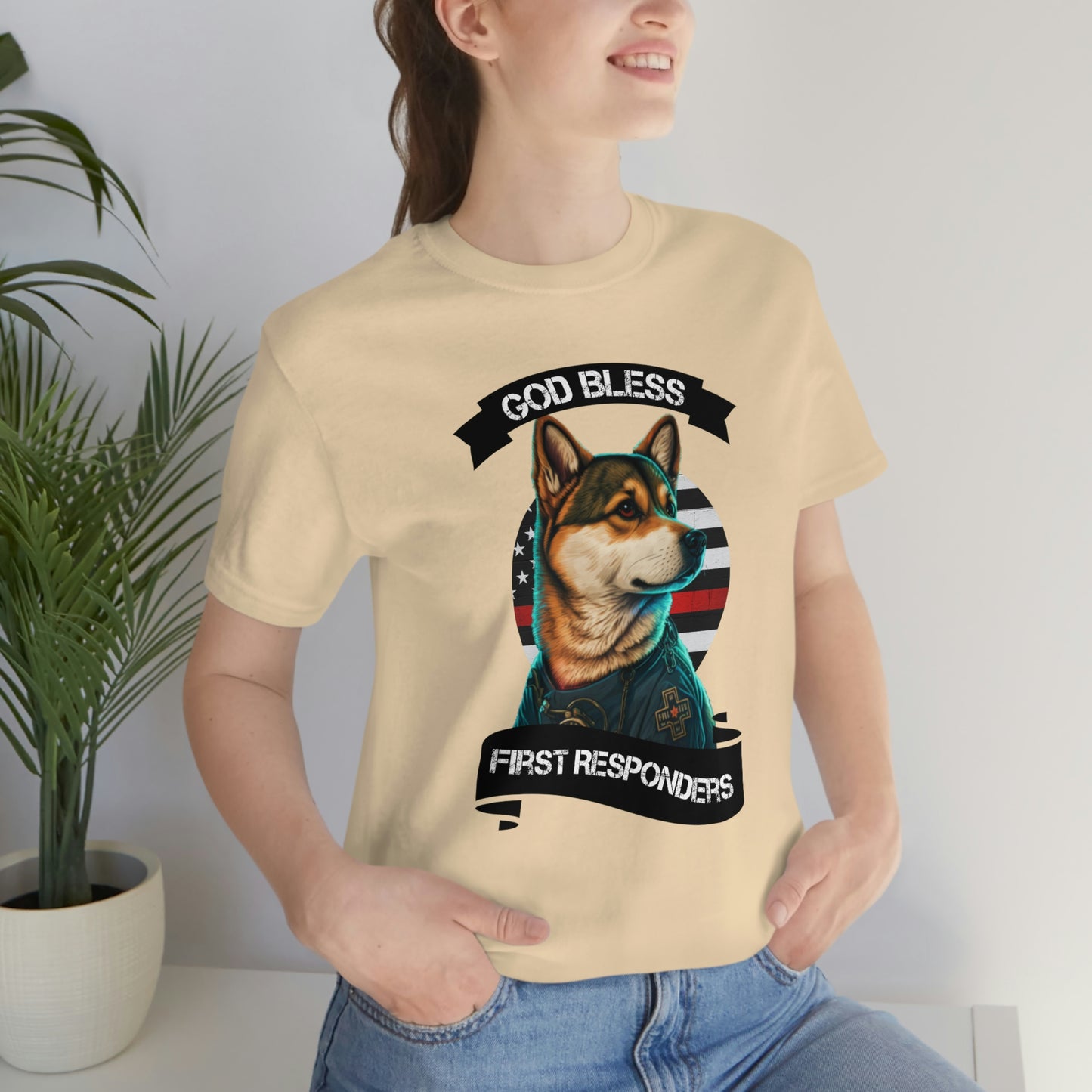 EMT Shiba Inu T-Shirt | Support First Responders | God Bless Banner | Shiba Inu Tee with High-Quality Print