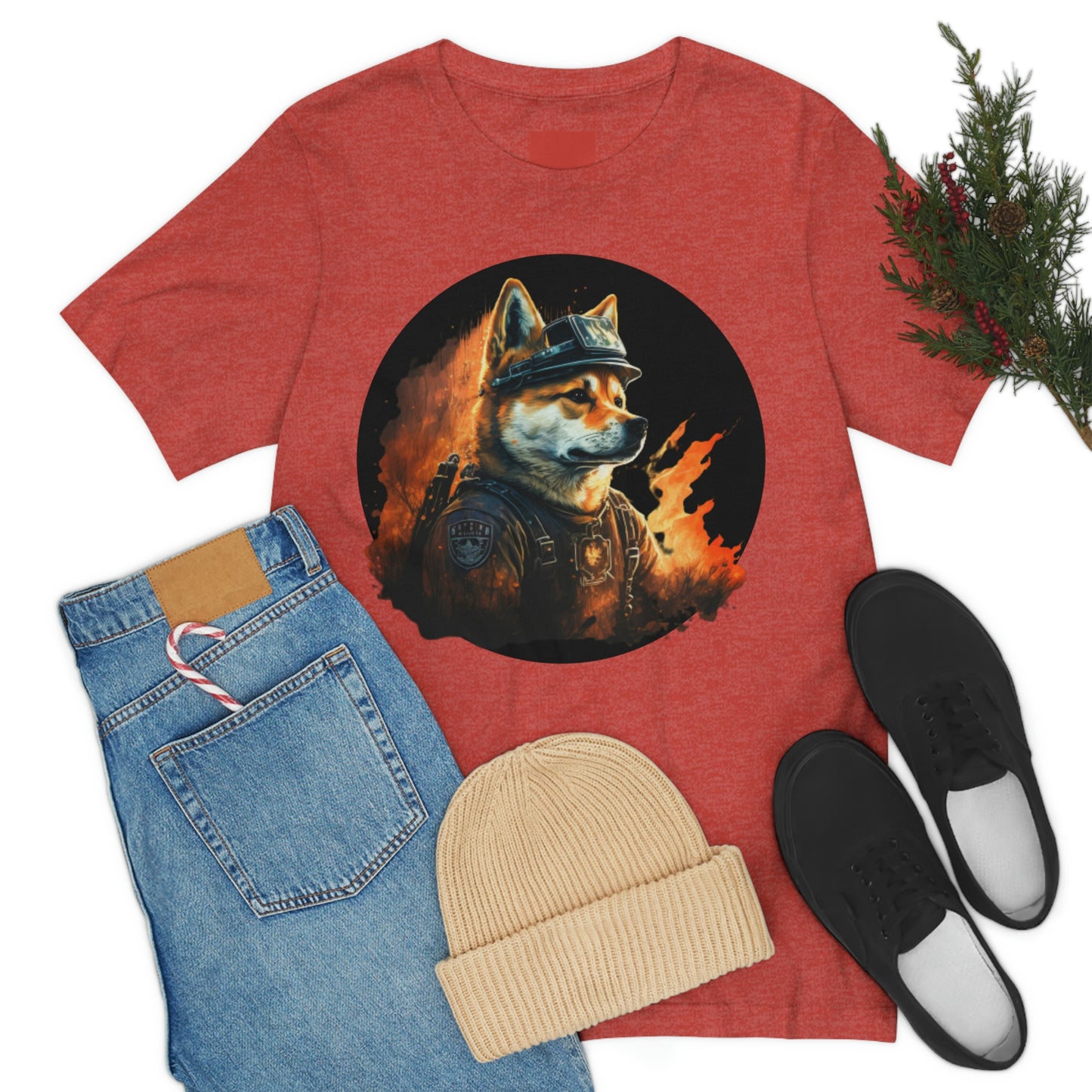 Shiba Inu Firefighter T-Shirt | Support Our Brave First Responders | Soft Cotton Tee with High-Quality Print