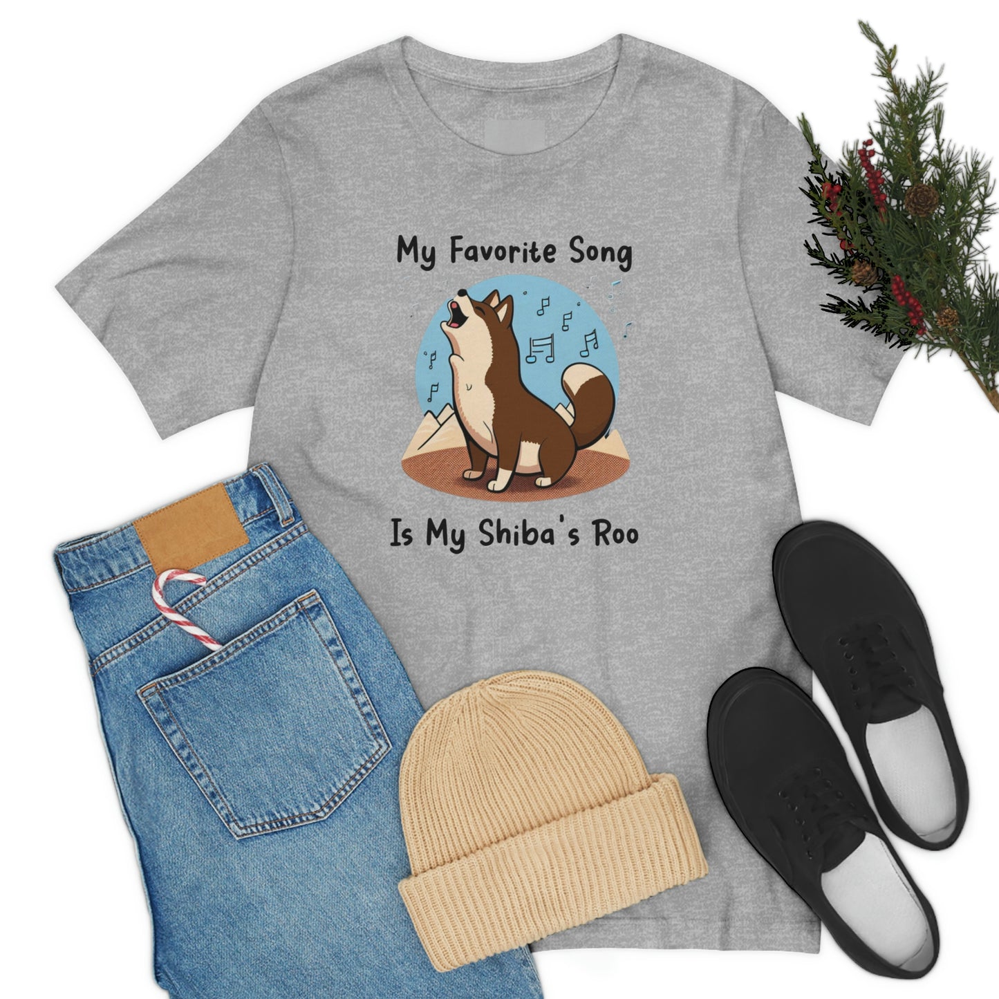 My Favorite Song - Black Ink | Dk Brown Shiba Inu | Unisex Jersey Short Sleeve Tee