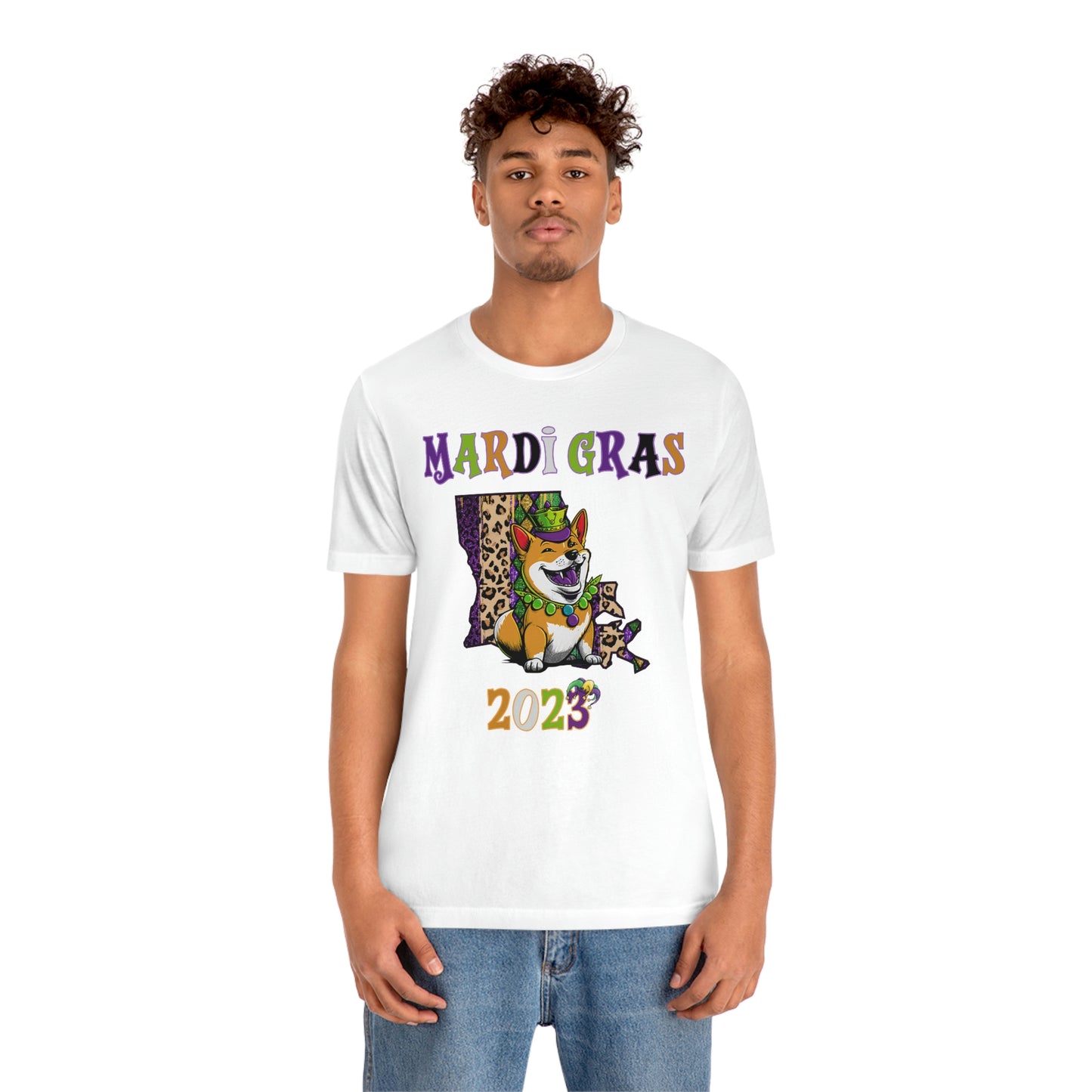 Mardi Gras 2023 Shiba Inu T-Shirt - Celebrate with your pup - Louisiana Theme - Soft Cotton - Dog Lover Gift