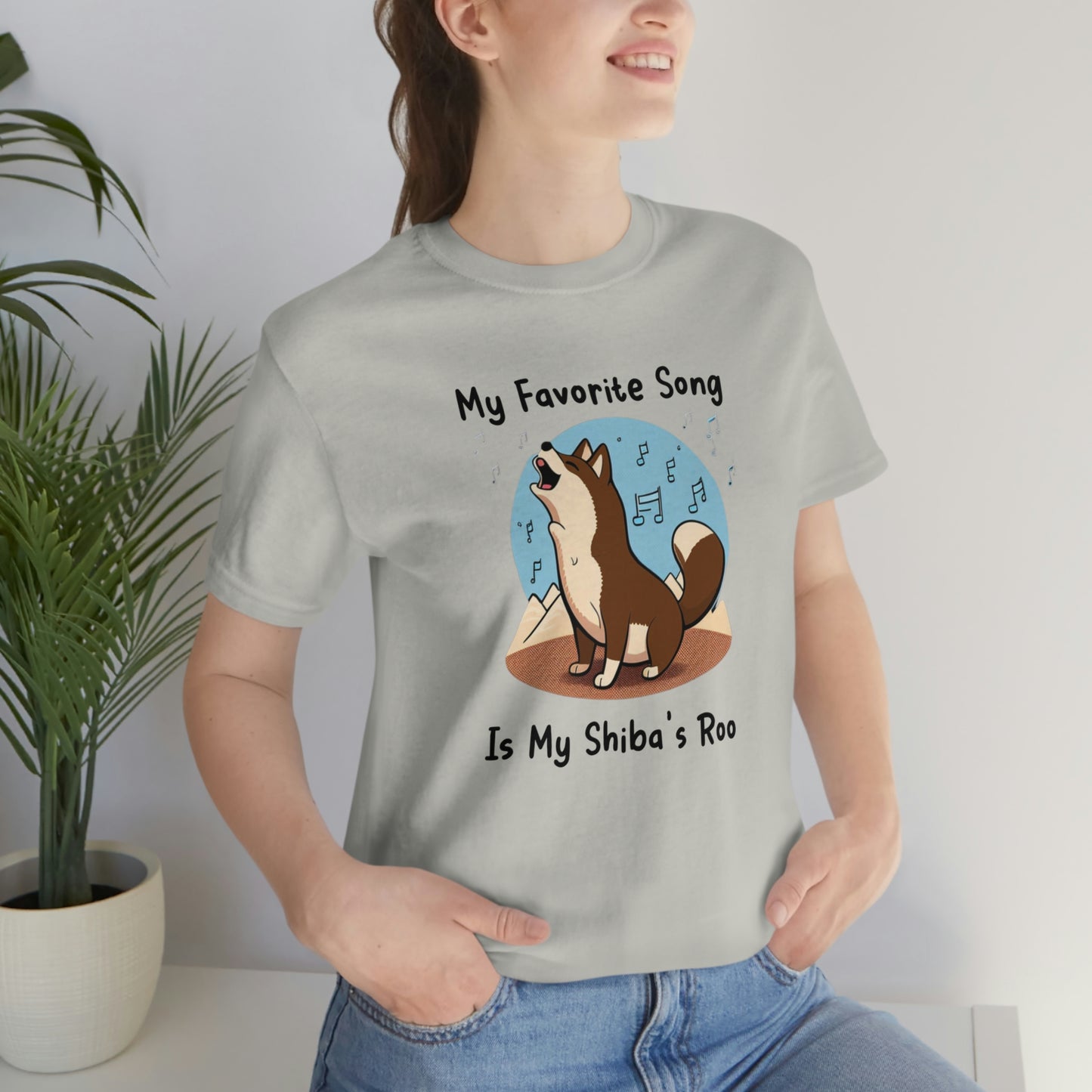 My Favorite Song - Black Ink | Dk Brown Shiba Inu | Unisex Jersey Short Sleeve Tee