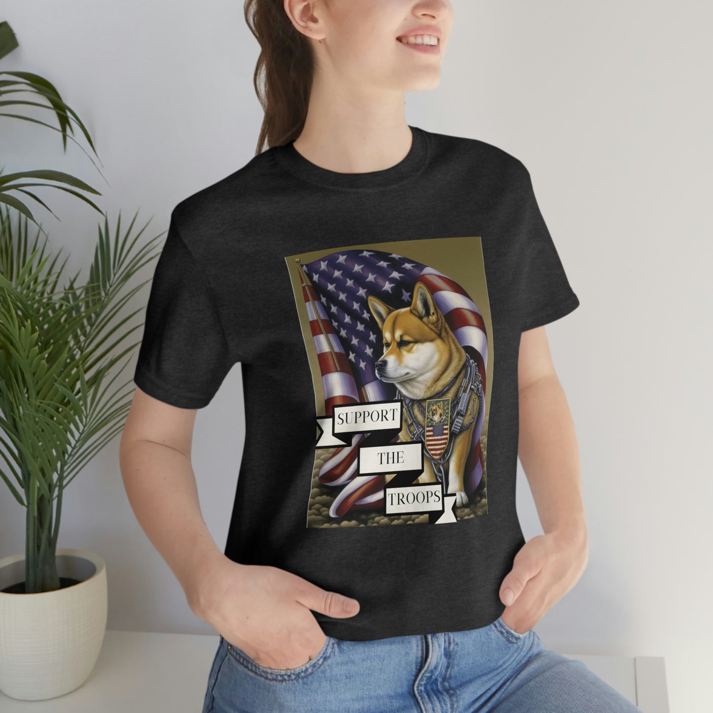 Patriotic Shiba Inu Soldier T-Shirt | American Flag and Support the Troops | Shiba Inu Tee with High-Quality Print