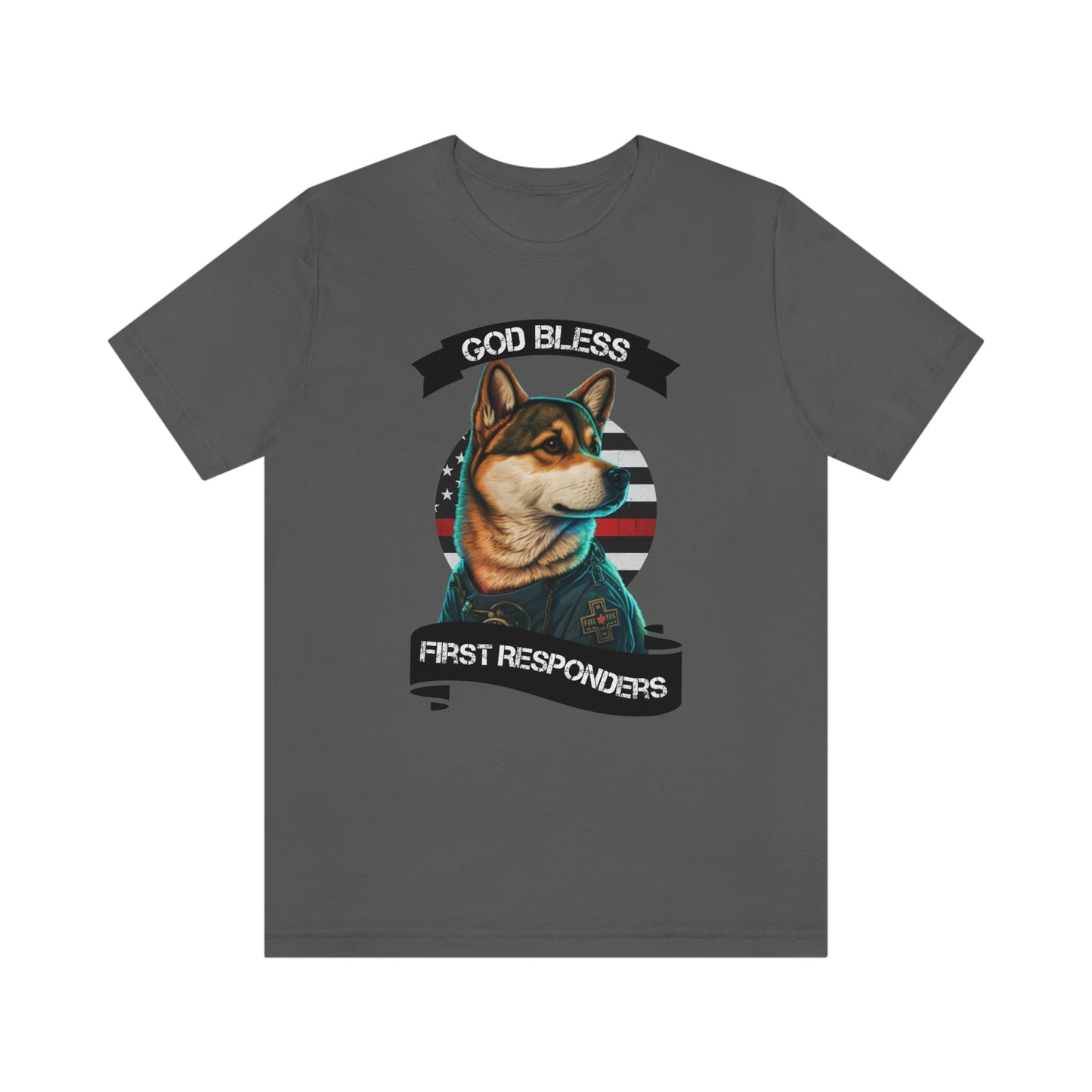 EMT Shiba Inu T-Shirt | Support First Responders | God Bless Banner | Shiba Inu Tee with High-Quality Print