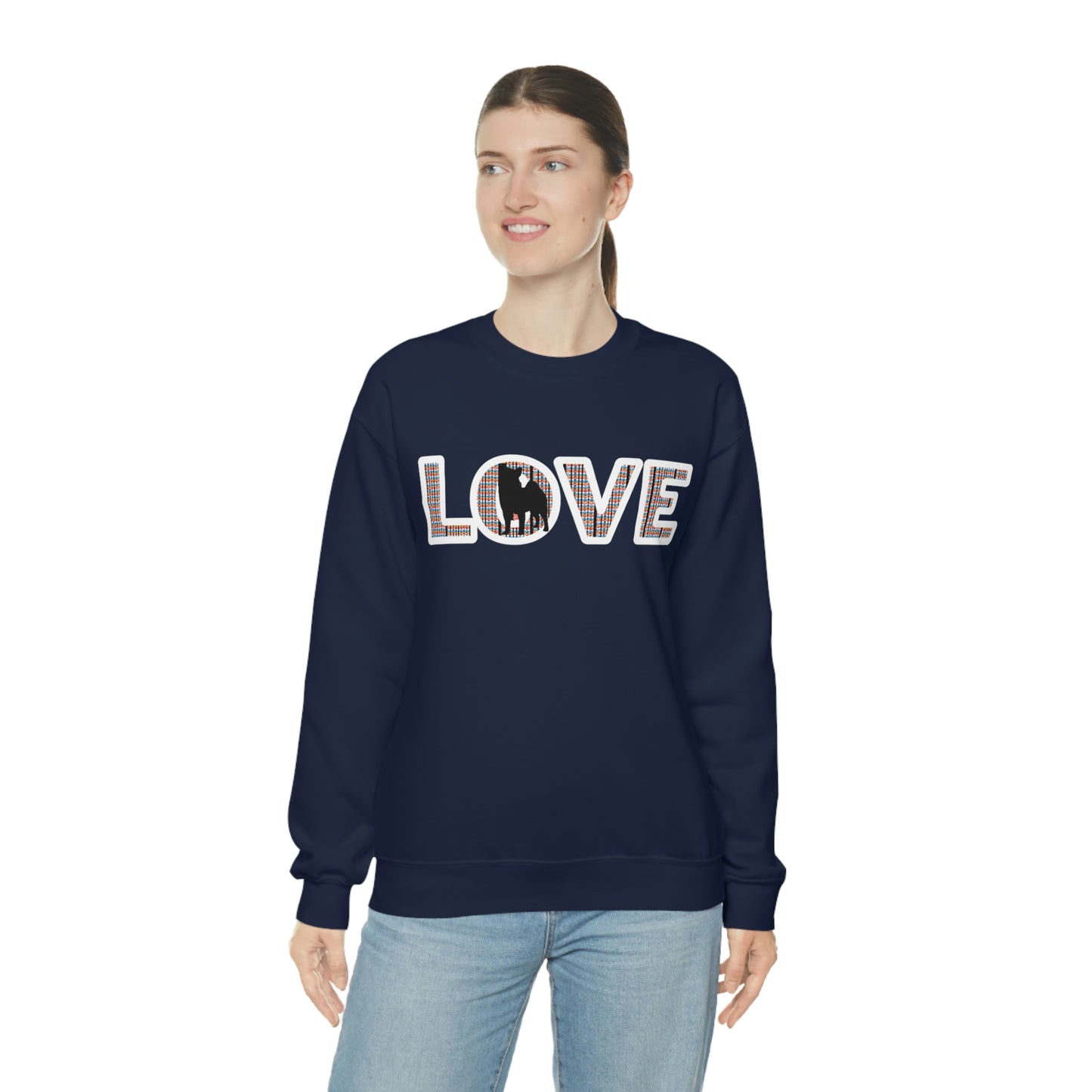 Shiba Inu Sweatshirt - 'LOVE' Shiba's Design - Crewneck Sweatshirt - Soft, Warm, and Stylish Great Warm Shiba Inu Gift for a Shiba Inu Lover