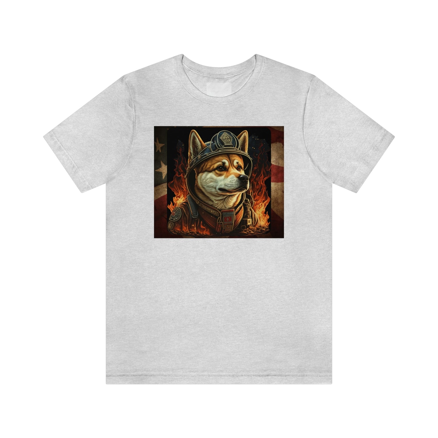 Firefighter Shiba Inu T-Shirt | Support First Responders | American Flag | Shiba Inu Tee | High-Quality Print | Gift for Him | Gift for Her