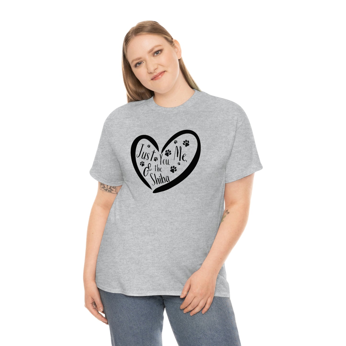 Just You, Me and the Shiba T-Shirt - Black Ink - Gift for Valentine's Day or for any Shiba Inu Parent - Show Love for Your Partner and Pup