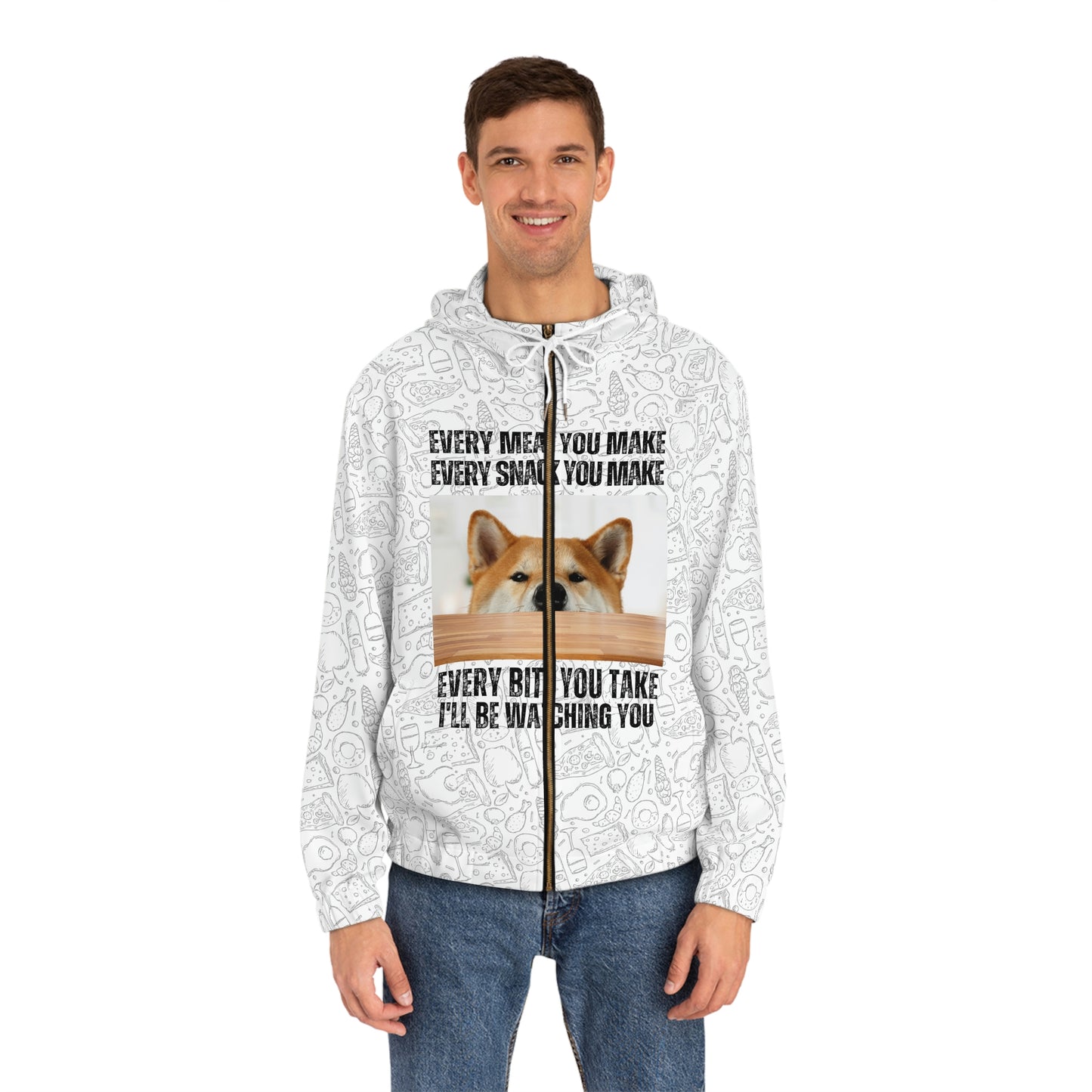 Funny | Shiba Inu | Men's Full-Zip Hoodie (AOP)