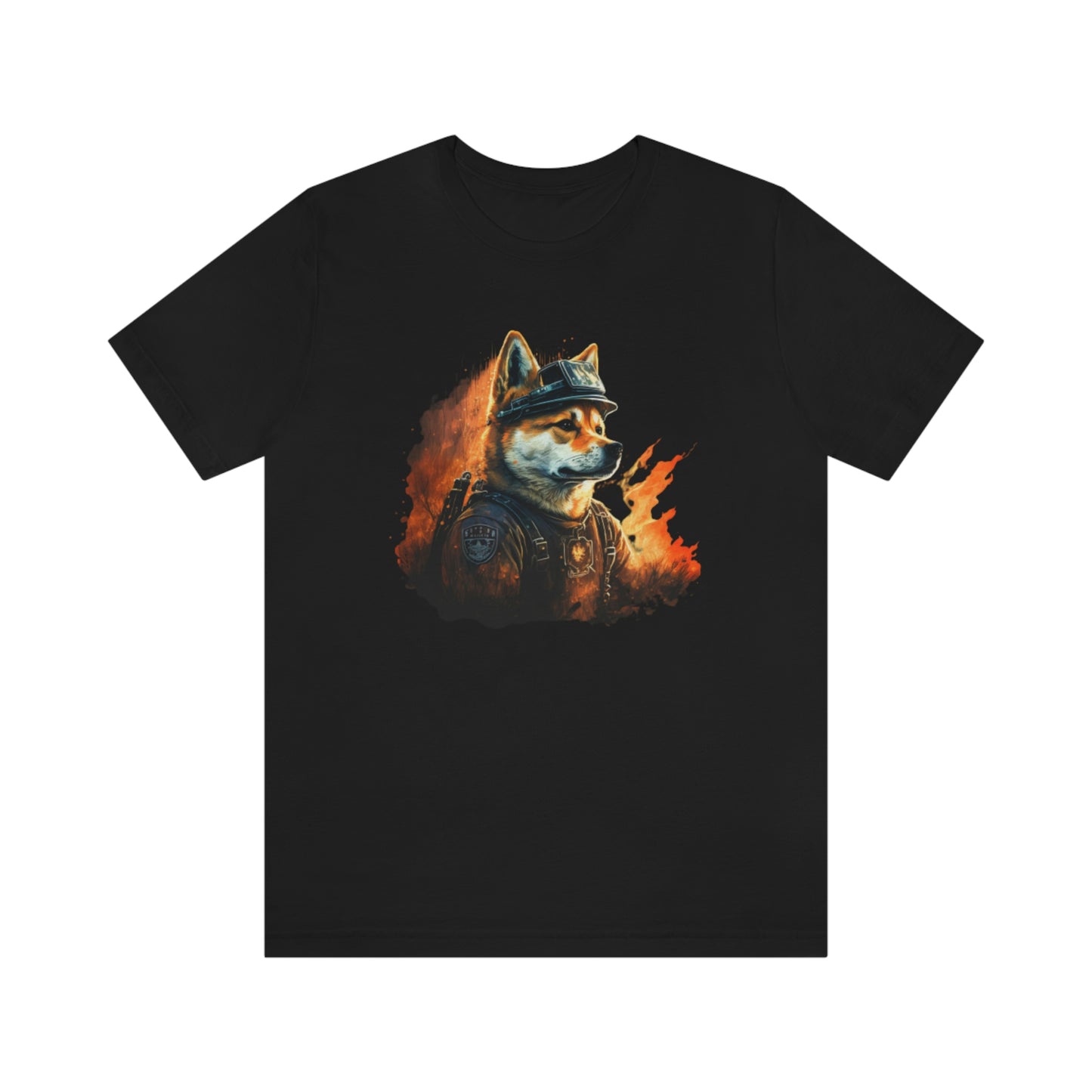 Brave Shiba Inu Firefighter T-Shirt - Flames Design | Shiba Inu Tee with High-Quality Print