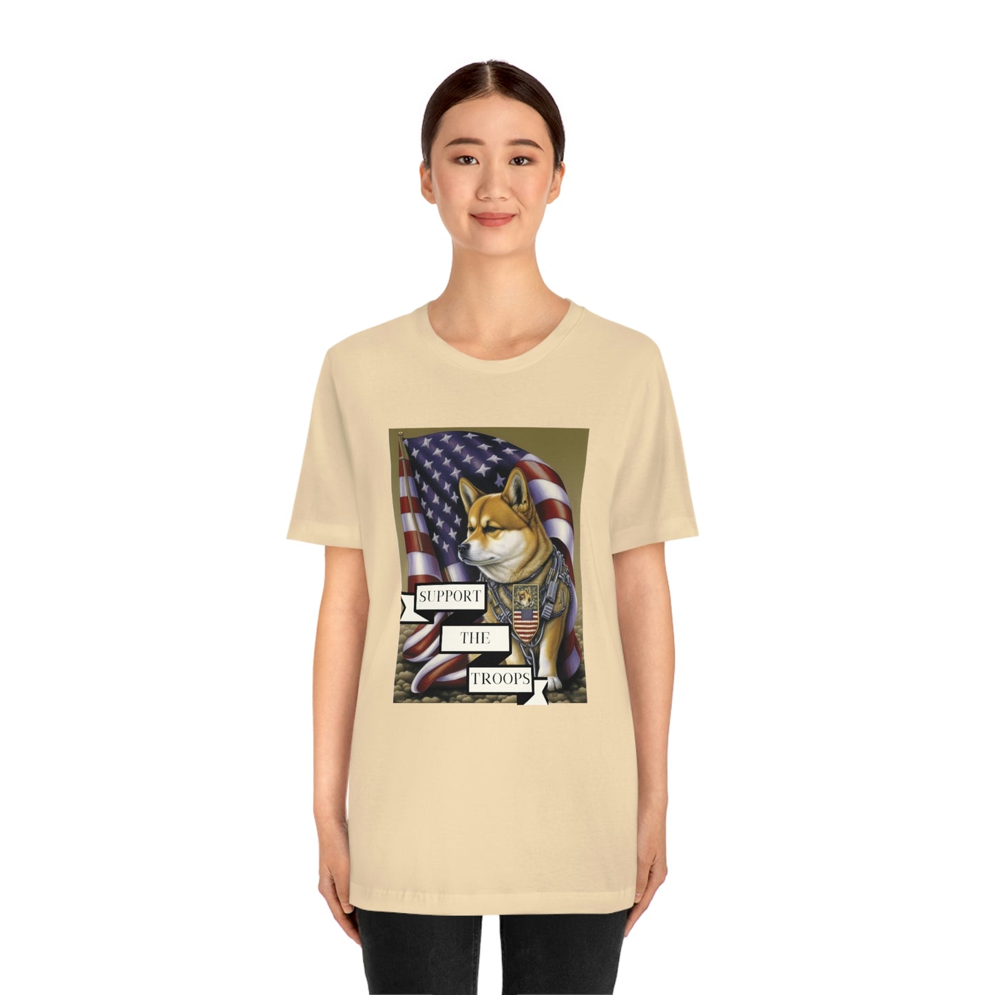 Patriotic Shiba Inu Soldier T-Shirt | American Flag and Support the Troops | Shiba Inu Tee with High-Quality Print