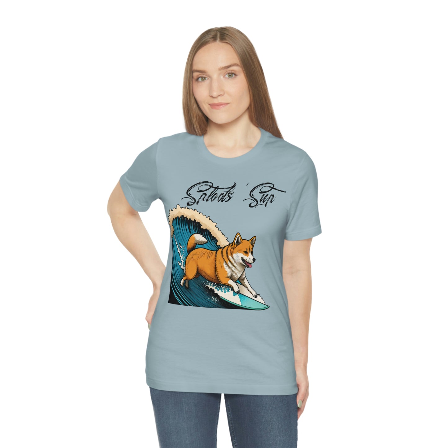 Sploots 'Sup Surfin' Shiba Inu | Black Ink | Short Sleeve Tee