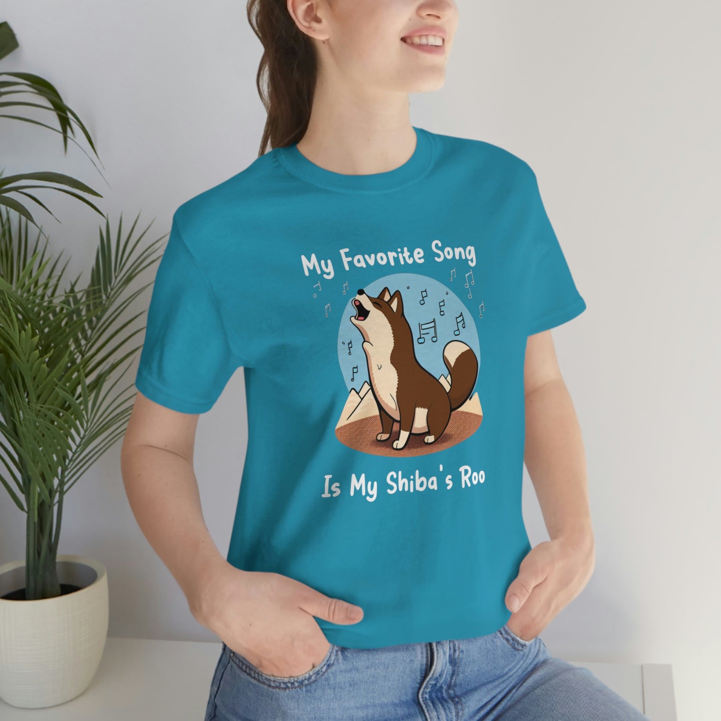 My Favorite Song - White Ink | Dk Brown Shiba Inu | Unisex Jersey Short Sleeve Tee