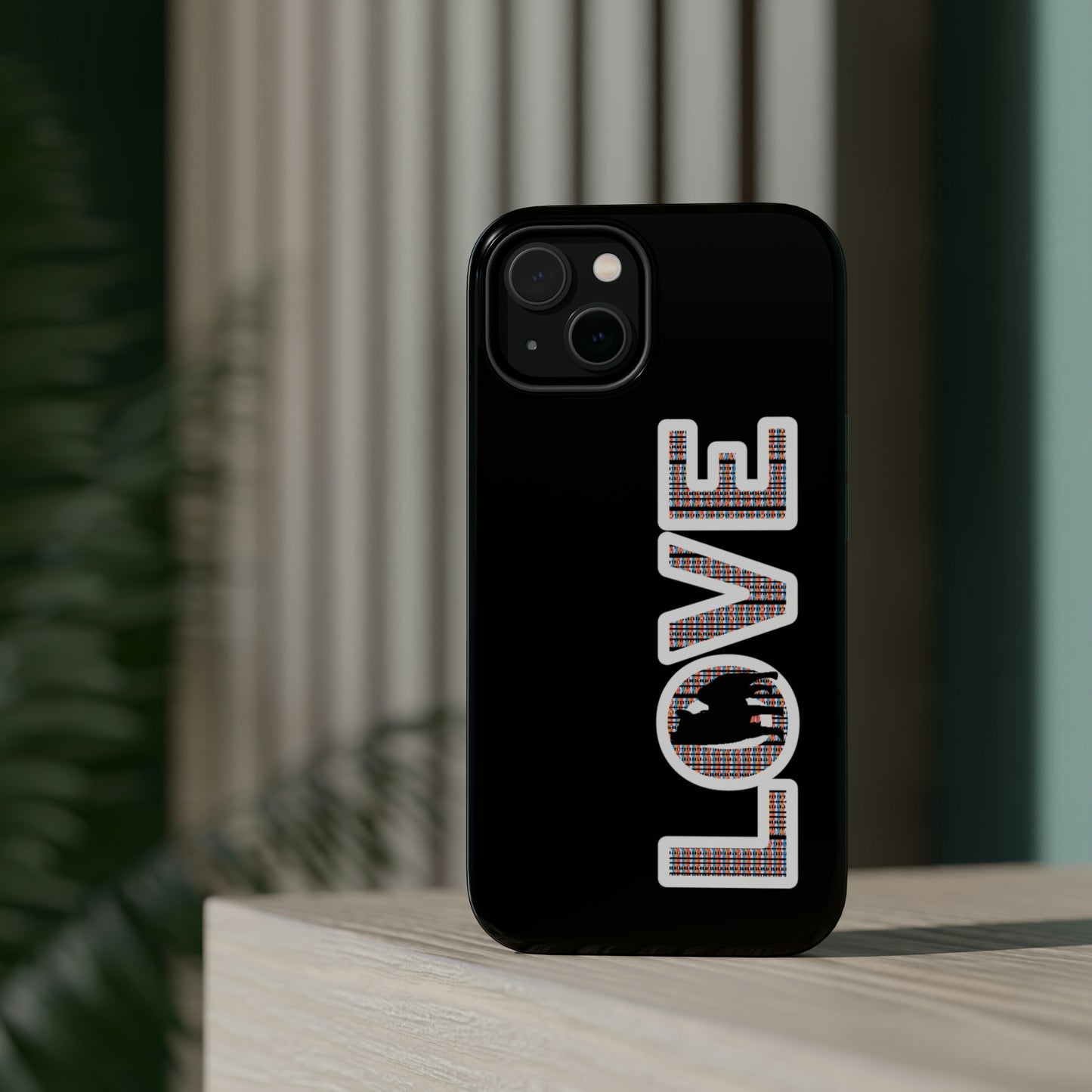 Shiba Inu Phone Case - "LOVE" design - Stylish iPhone, Shiba Love Design MagSafe Phone Case - Dual Layer Protection for iPhone Tough Cases