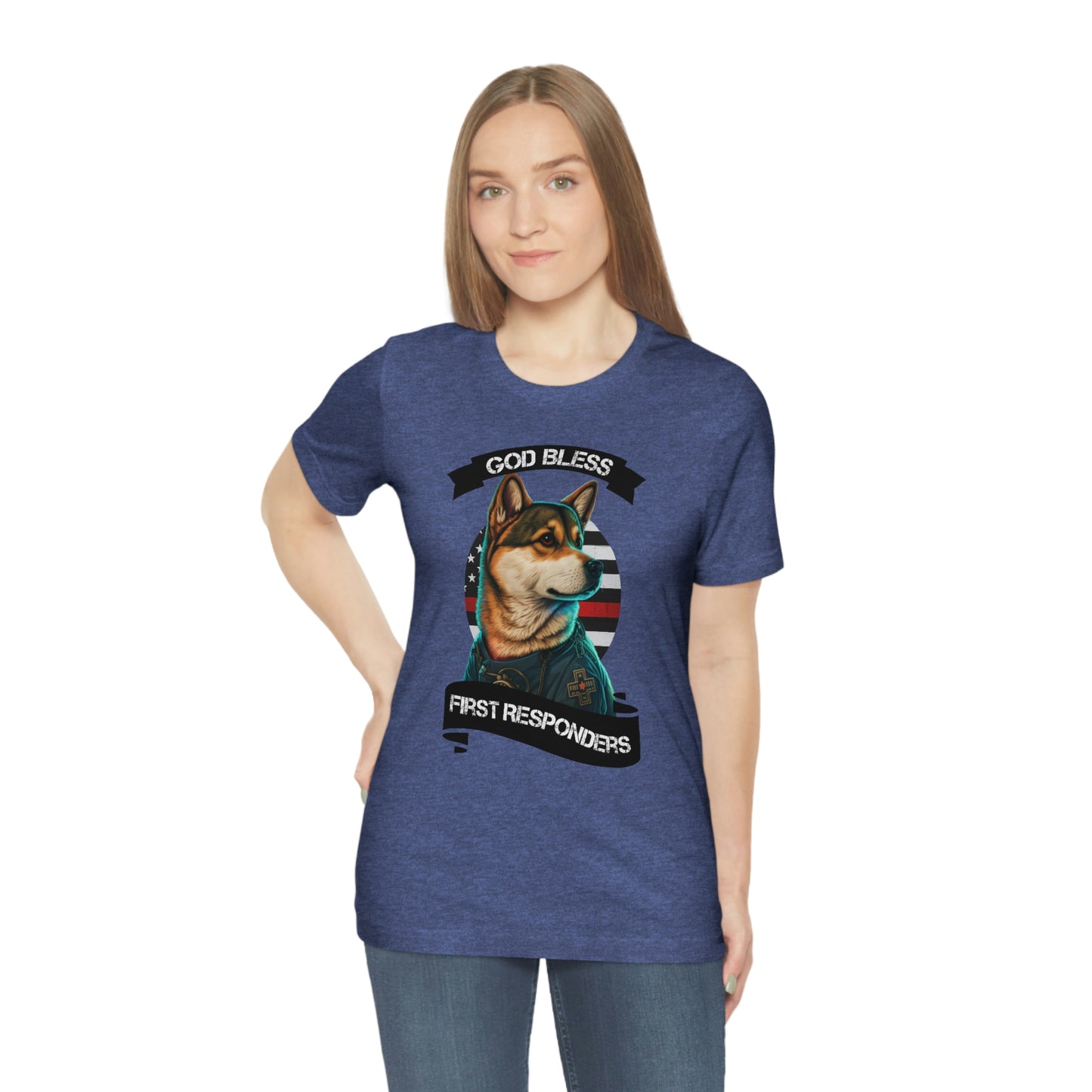 EMT Shiba Inu T-Shirt | Support First Responders | God Bless Banner | Shiba Inu Tee with High-Quality Print