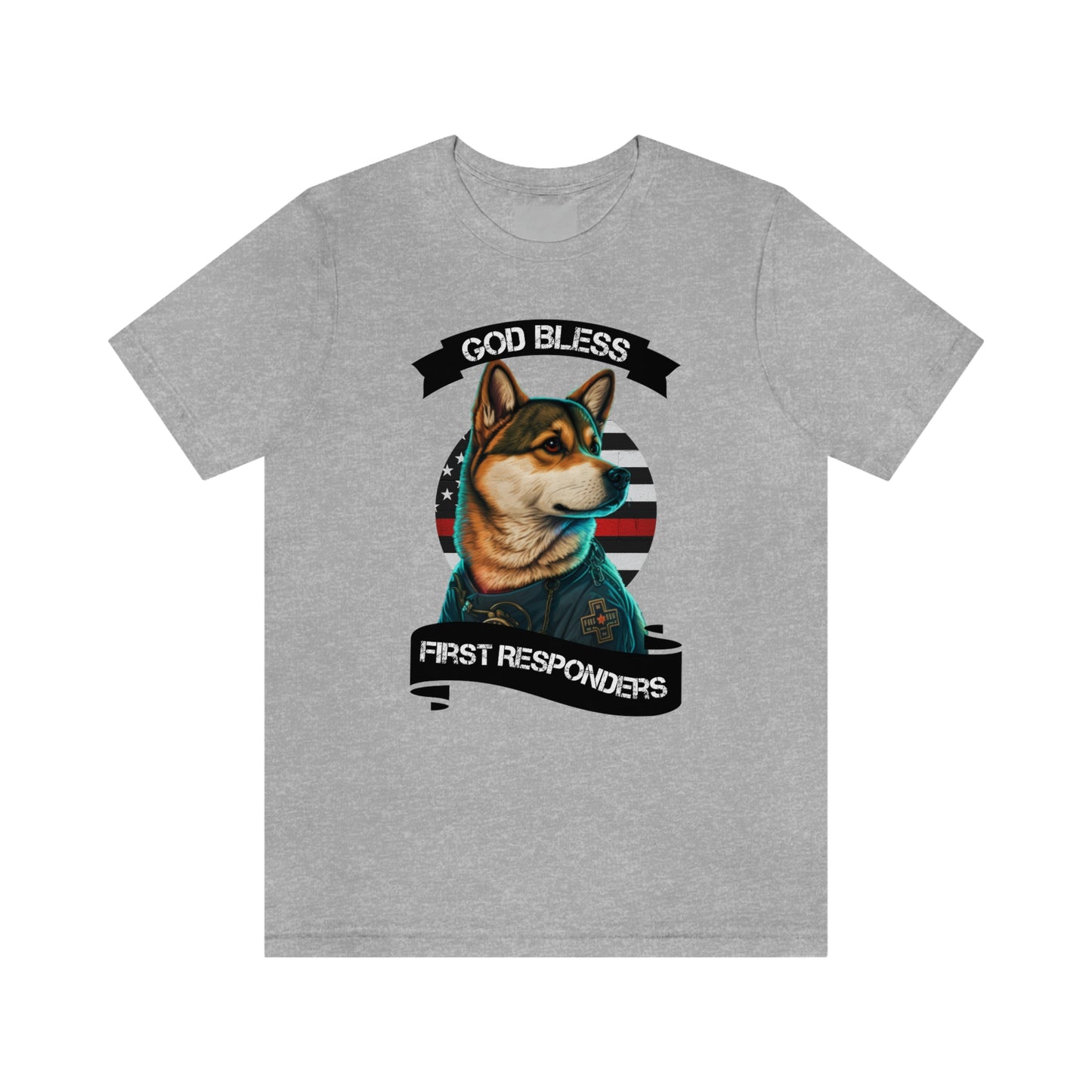 EMT Shiba Inu T-Shirt | Support First Responders | God Bless Banner | Shiba Inu Tee with High-Quality Print