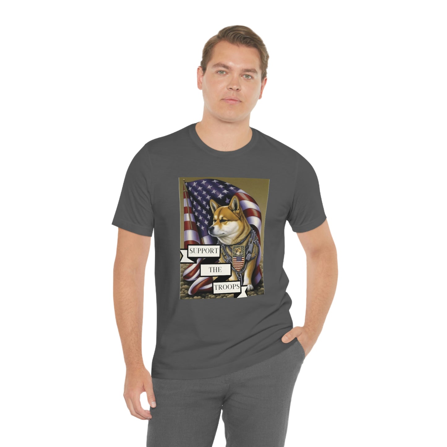 Patriotic Shiba Inu Soldier T-Shirt | American Flag and Support the Troops | Shiba Inu Tee with High-Quality Print