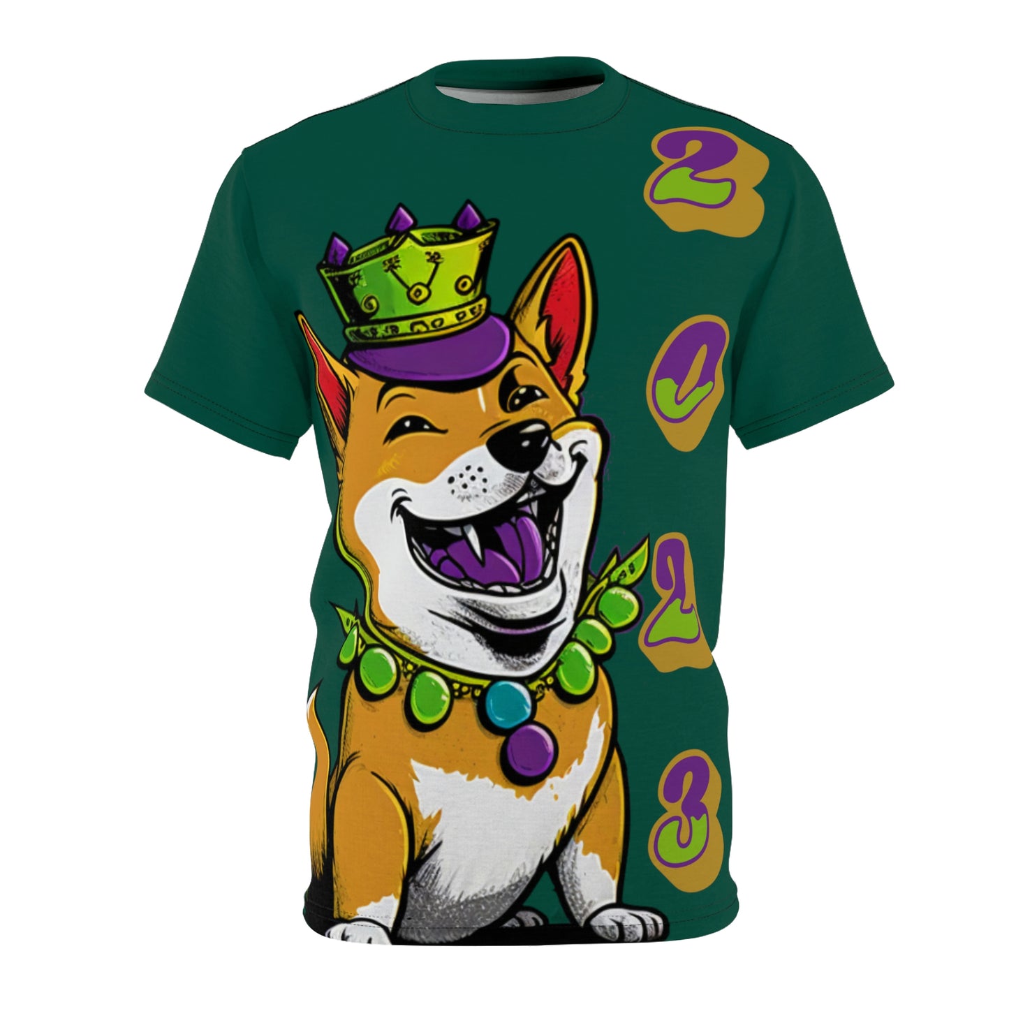 2023 Mardi Gras Shiba Inu T-Shirt - Premium Soft Microfiber-Knit Fabric - Stylish and Versatile Casual Tee