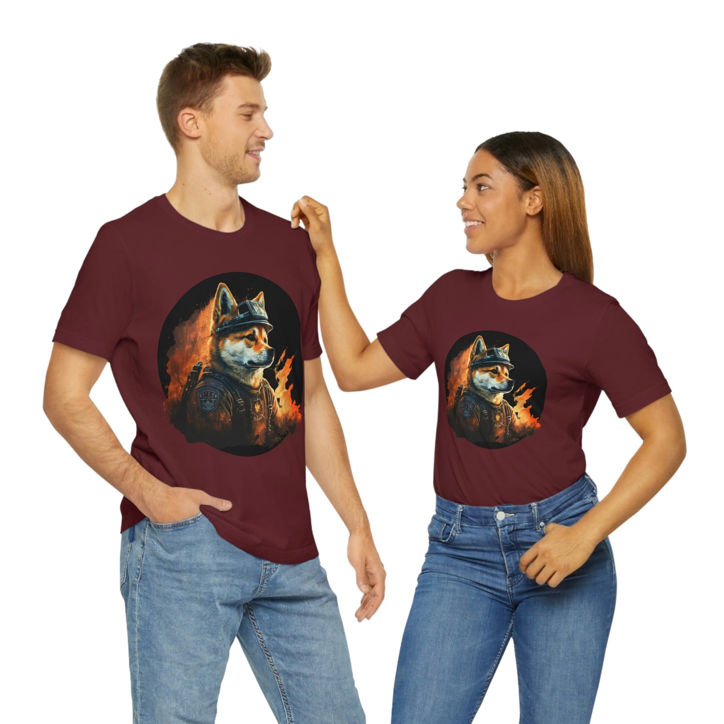 Shiba Inu Firefighter T-Shirt | Support Our Brave First Responders | Soft Cotton Tee with High-Quality Print