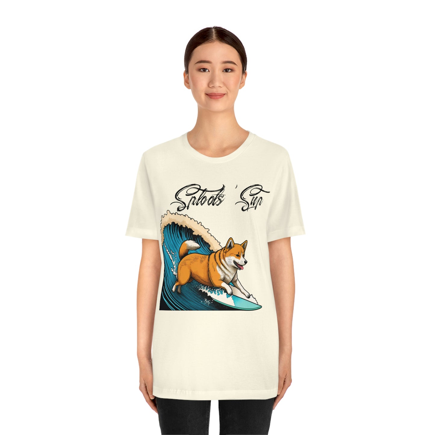 Sploots 'Sup Surfin' Shiba Inu | Black Ink | Short Sleeve Tee