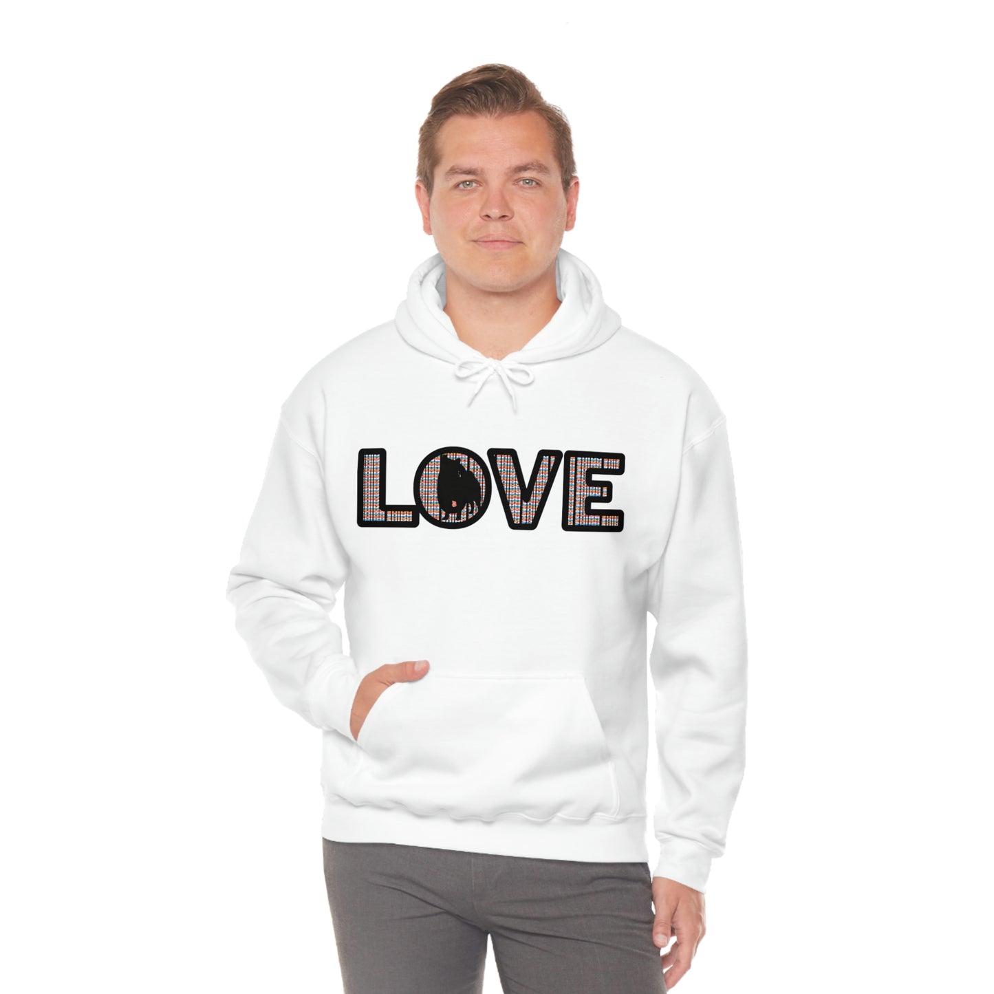 LOVE and Shiba Inu Hoodie Sweatshirt - Unisex, Soft & Warm Blend with Kangaroo Pocket - Shiba Inu Gift for anyone that loves their Shiba