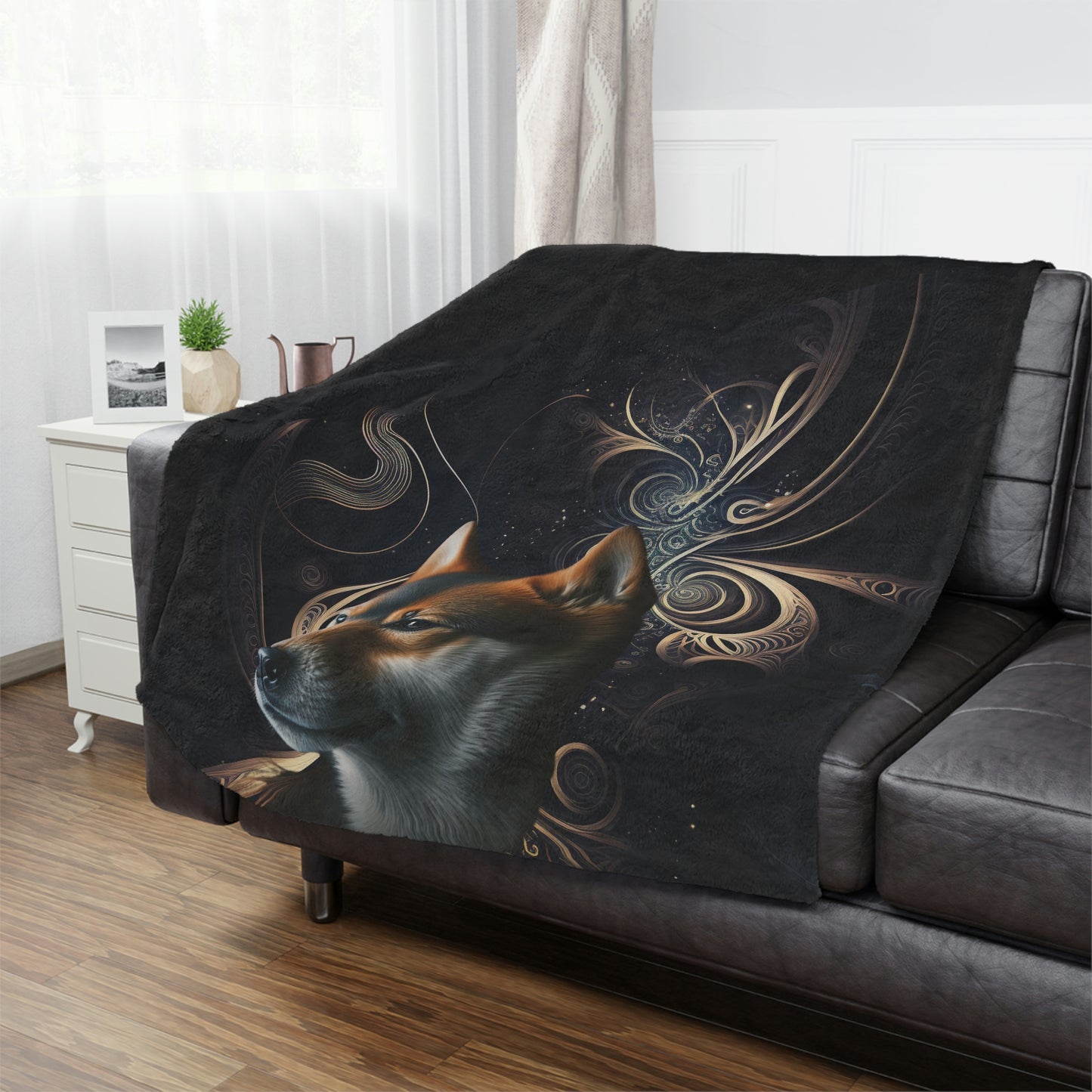 Black and Brown Shiba Inu | Minky Blanket