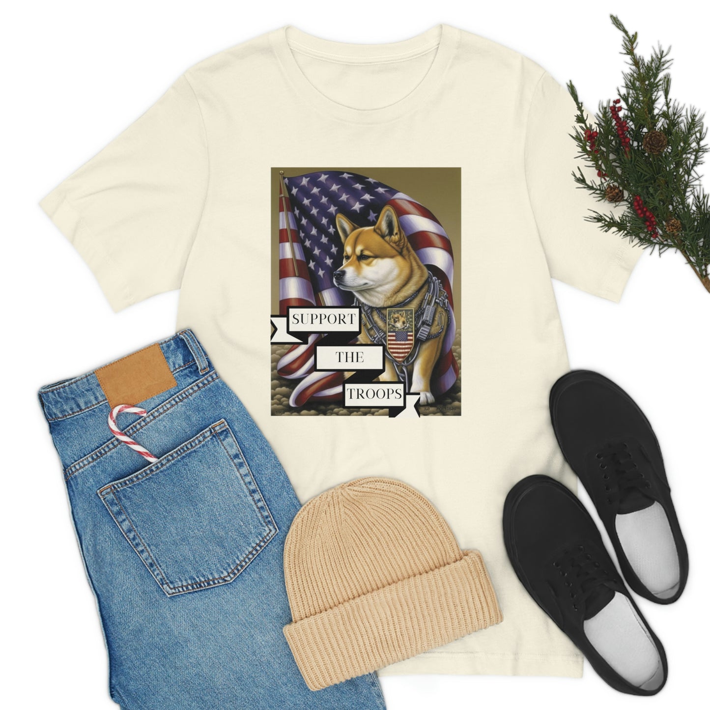 Patriotic Shiba Inu Soldier T-Shirt | American Flag and Support the Troops | Shiba Inu Tee with High-Quality Print