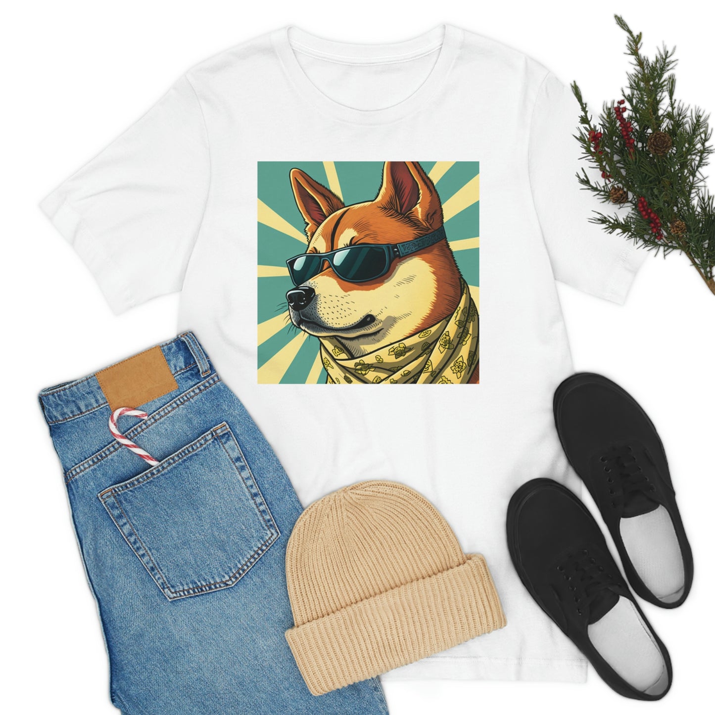 Trendy Shiba Inu T-Shirt | Cartoon Bandana and Sunglasses Design | Shiba Tee with High-Quality Print | Great Gift Idea