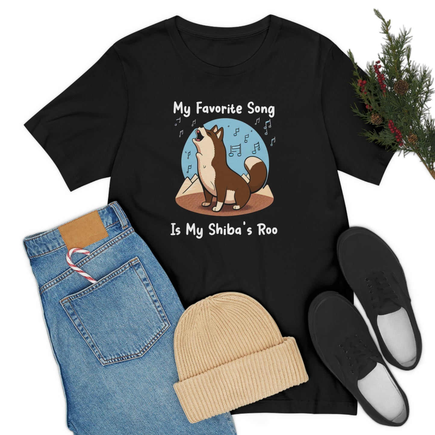 My Favorite Song - White Ink | Dk Brown Shiba Inu | Unisex Jersey Short Sleeve Tee