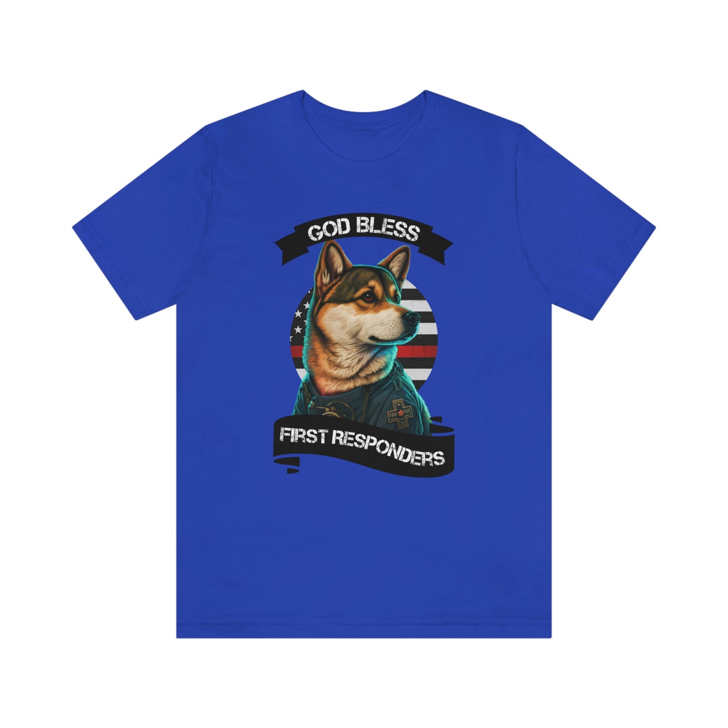 EMT Shiba Inu T-Shirt | Support First Responders | God Bless Banner | Shiba Inu Tee with High-Quality Print