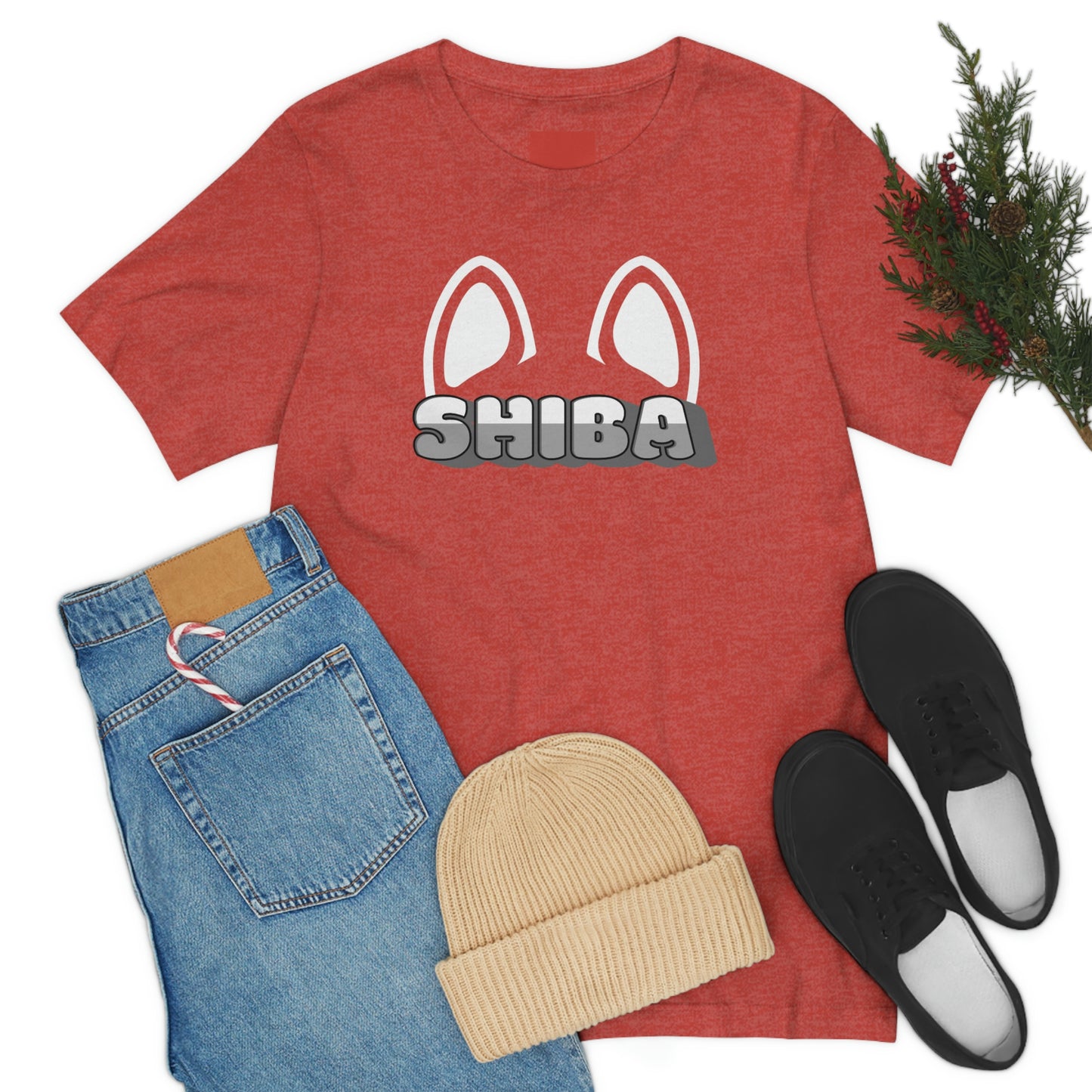 Soft Cotton Shiba Inu Ears T-Shirt with Bubbly Two Tone Font - A Comfort Favorite