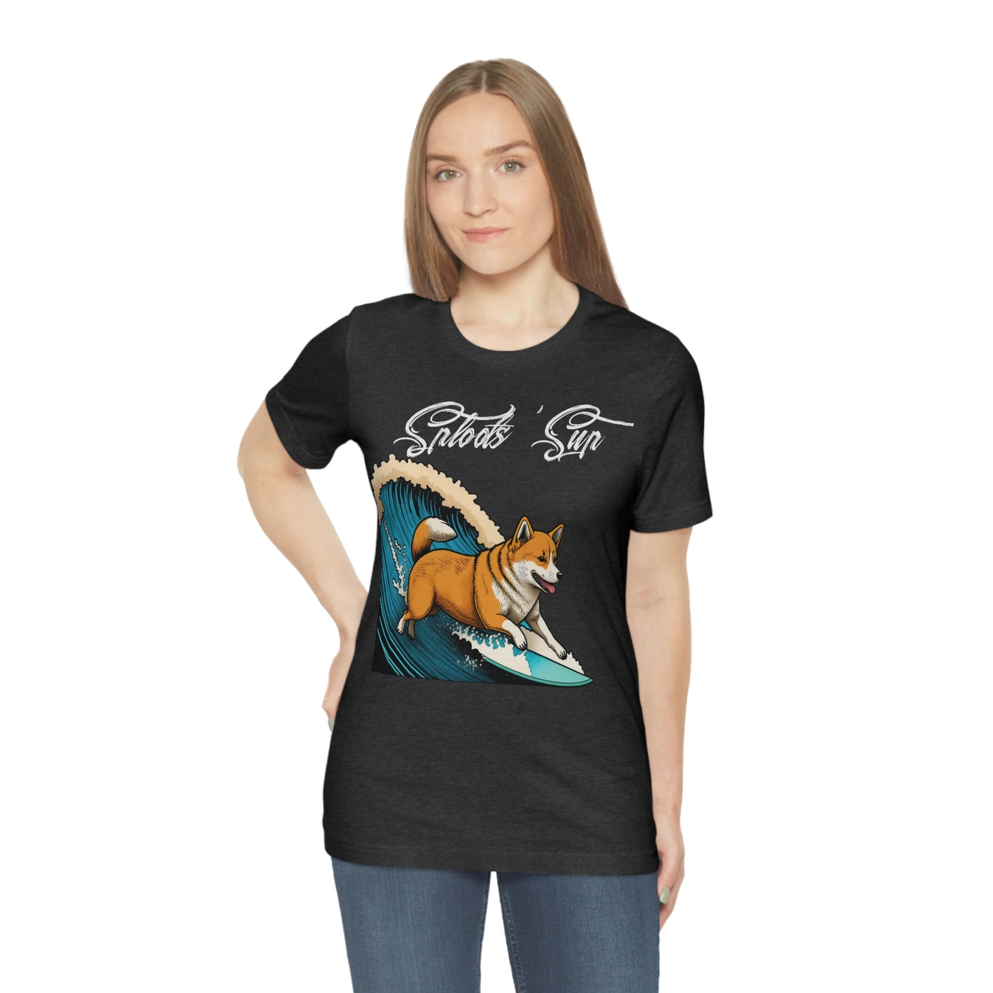 Sploots 'Sup Surfin' Shiba Inu | White Ink | Short Sleeve Tee