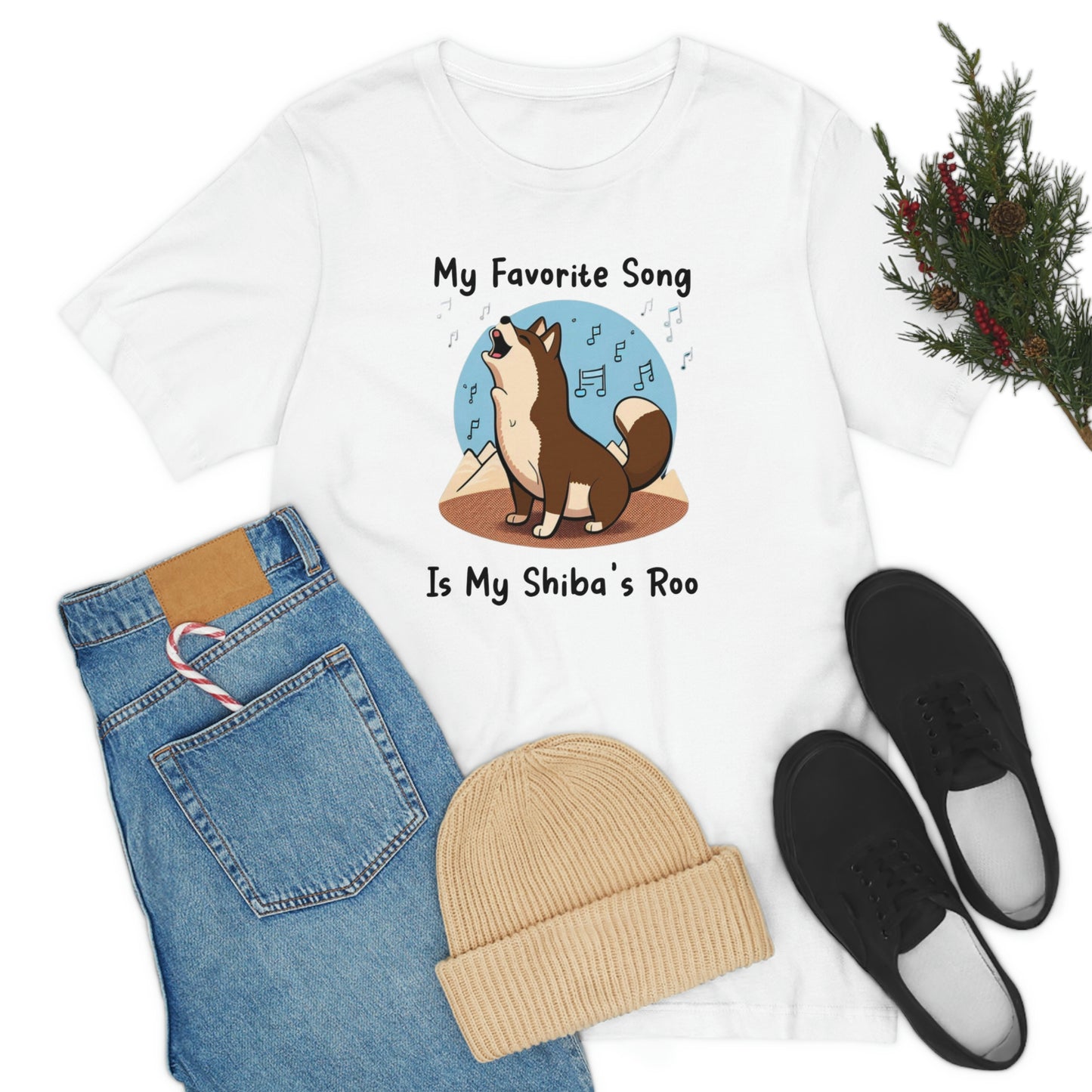 My Favorite Song - Black Ink | Dk Brown Shiba Inu | Unisex Jersey Short Sleeve Tee