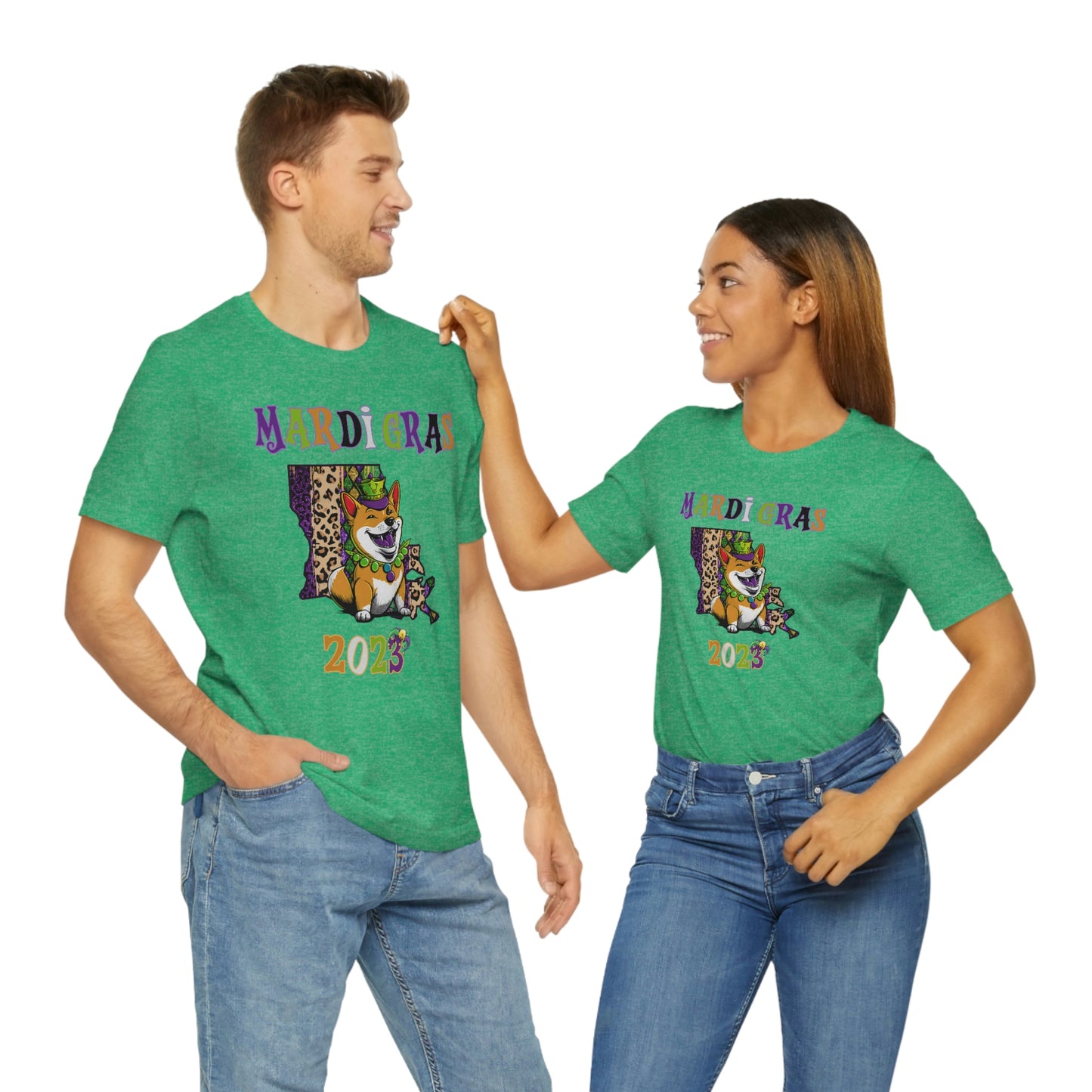 Mardi Gras 2023 Shiba Inu T-Shirt - Celebrate with your pup - Louisiana Theme - Soft Cotton - Dog Lover Gift