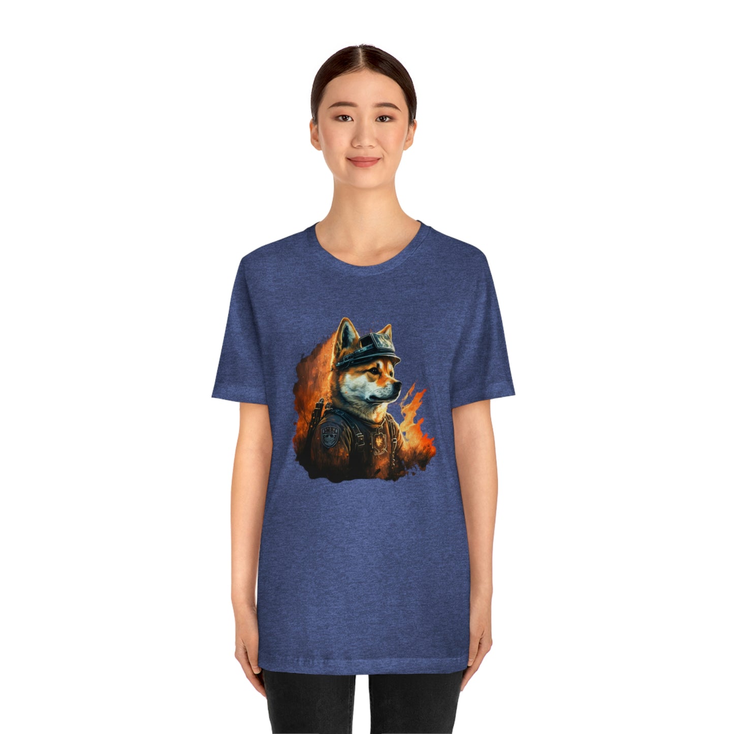 Brave Shiba Inu Firefighter T-Shirt - Flames Design | Shiba Inu Tee with High-Quality Print