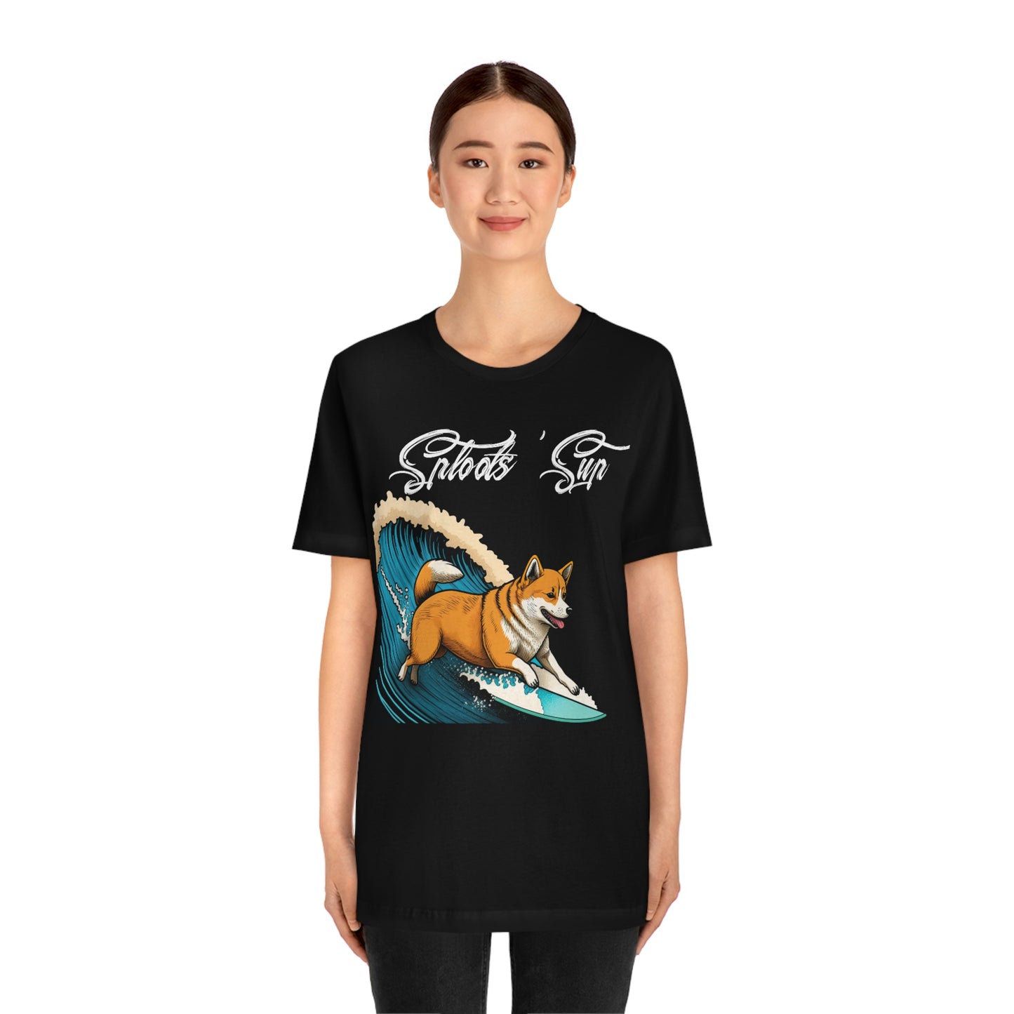 Sploots 'Sup Surfin' Shiba Inu | White Ink | Short Sleeve Tee