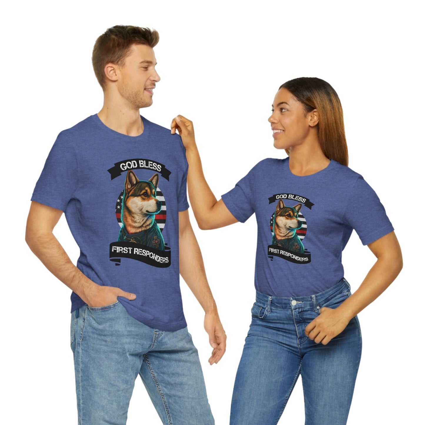 EMT Shiba Inu T-Shirt | Support First Responders | God Bless Banner | Shiba Inu Tee with High-Quality Print