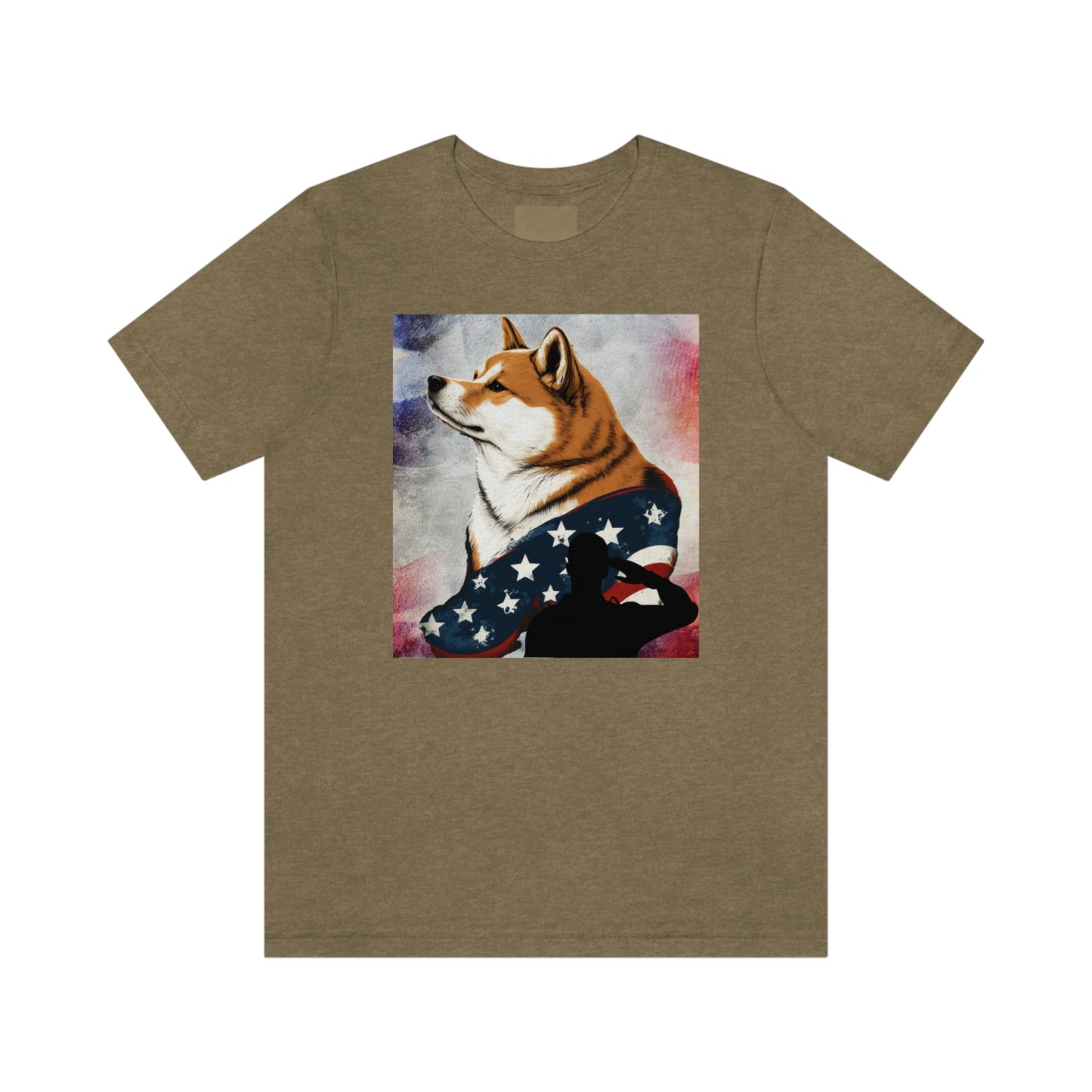 Patriotic Shiba Inu T-Shirt Support Our Troops | American Flag and Soldier Silhouette | Shiba Inu Tee with High-Quality Print