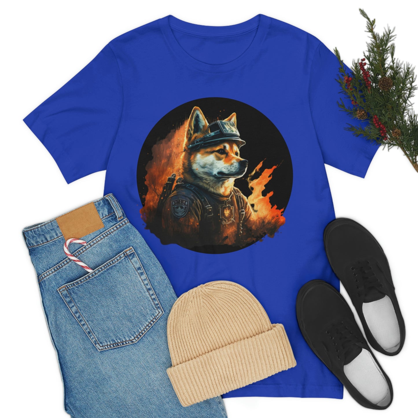 Shiba Inu Firefighter T-Shirt | Support Our Brave First Responders | Soft Cotton Tee with High-Quality Print