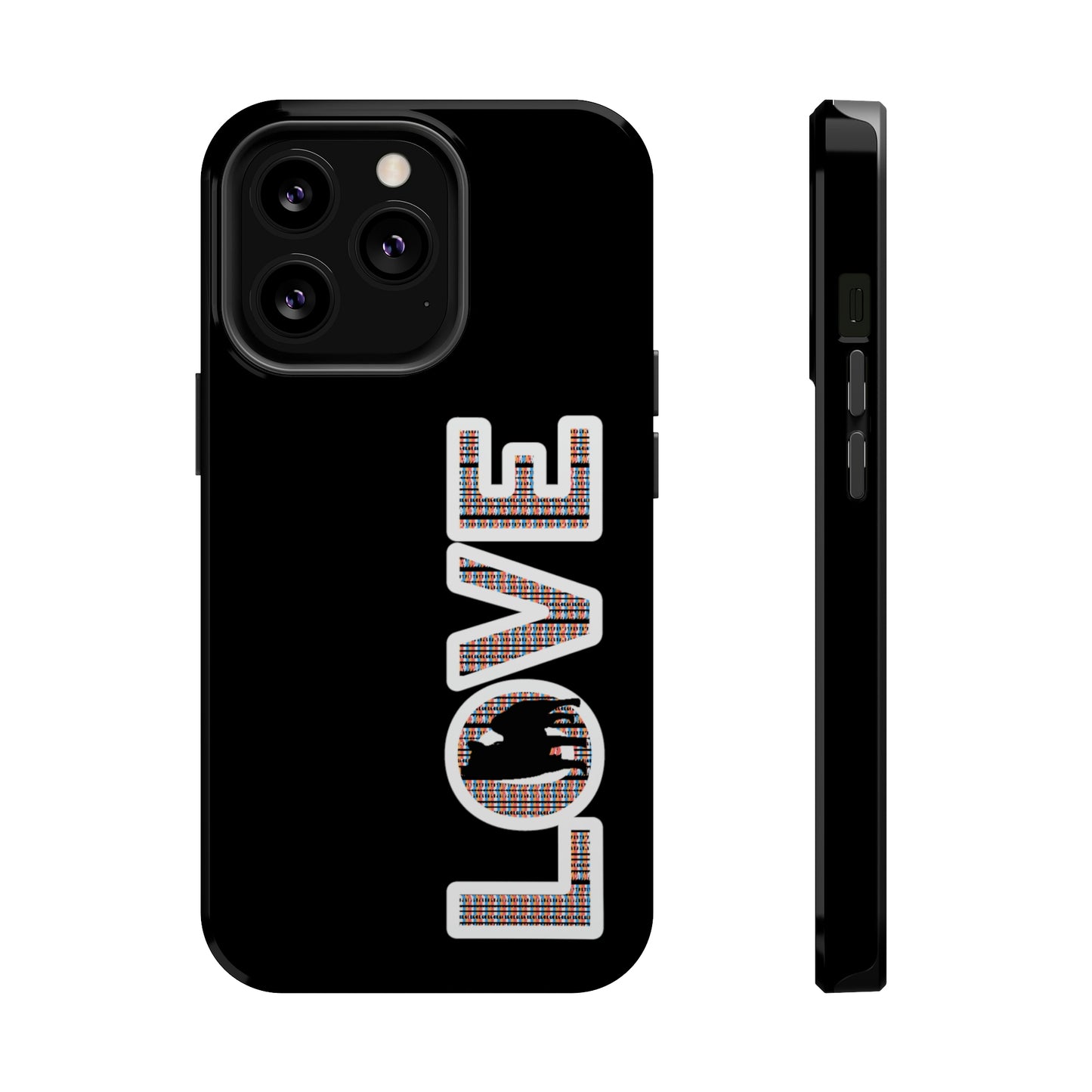 Shiba Inu Phone Case - "LOVE" design - Stylish iPhone, Shiba Love Design MagSafe Phone Case - Dual Layer Protection for iPhone Tough Cases