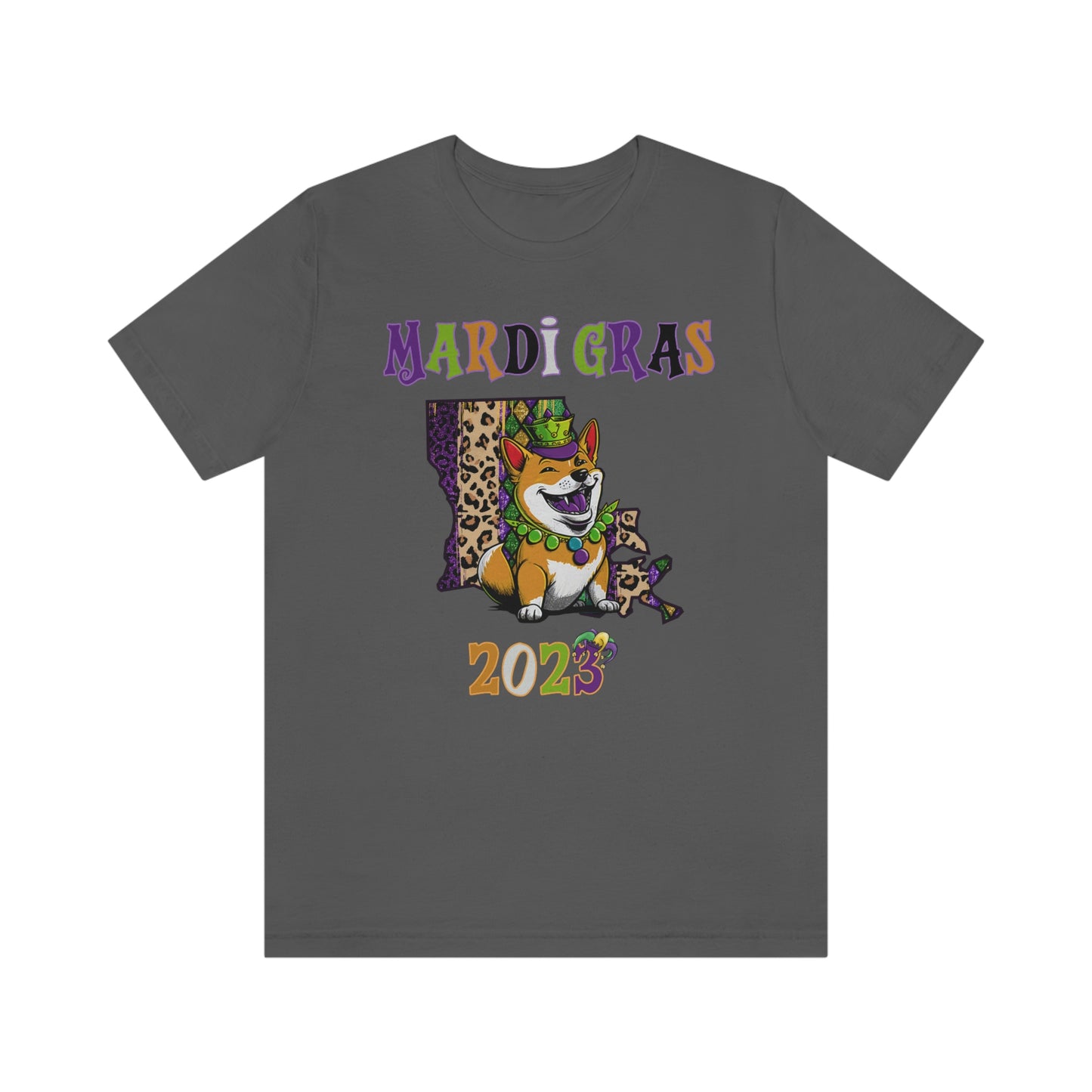 Mardi Gras 2023 Shiba Inu T-Shirt - Celebrate with your pup - Louisiana Theme - Soft Cotton - Dog Lover Gift