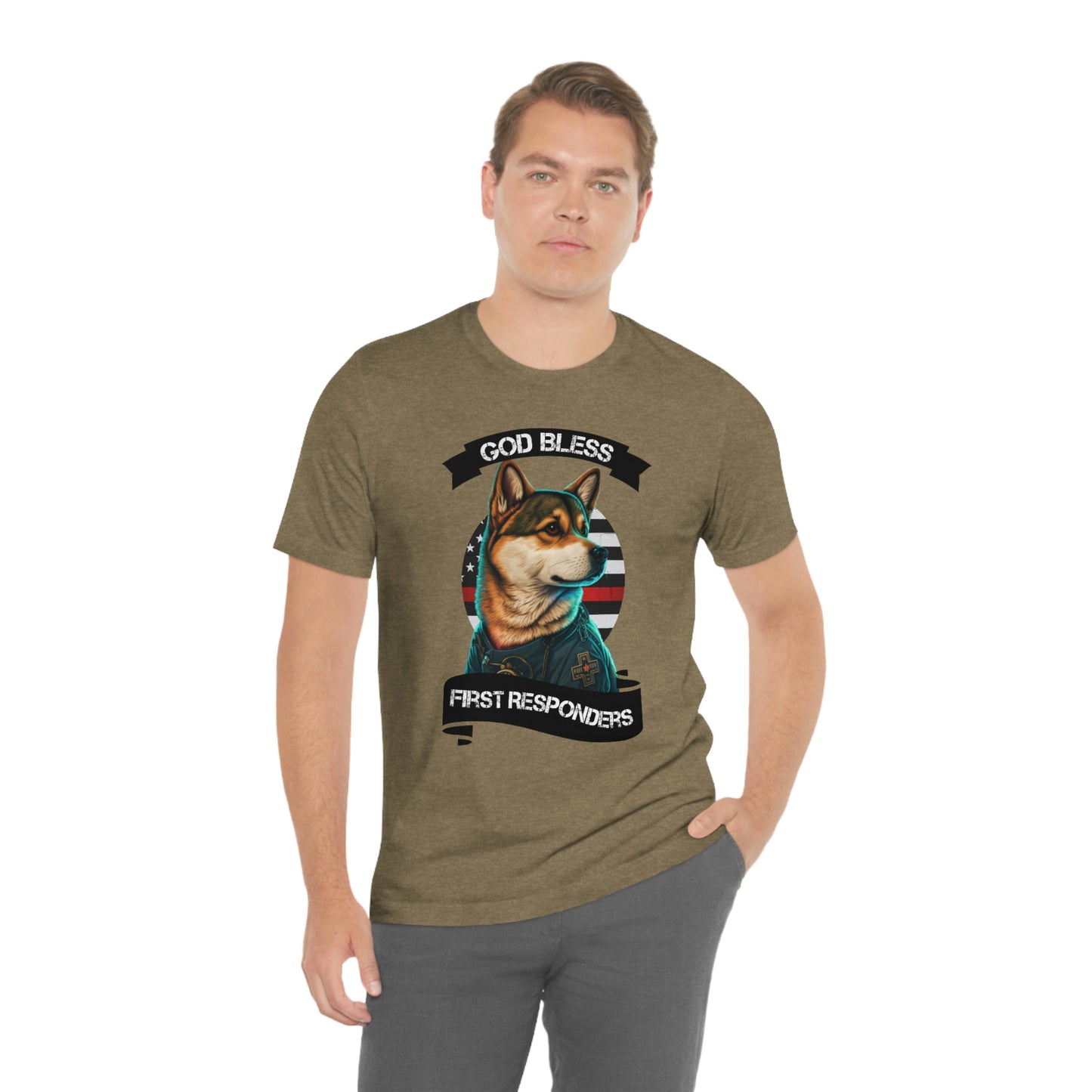 EMT Shiba Inu T-Shirt | Support First Responders | God Bless Banner | Shiba Inu Tee with High-Quality Print