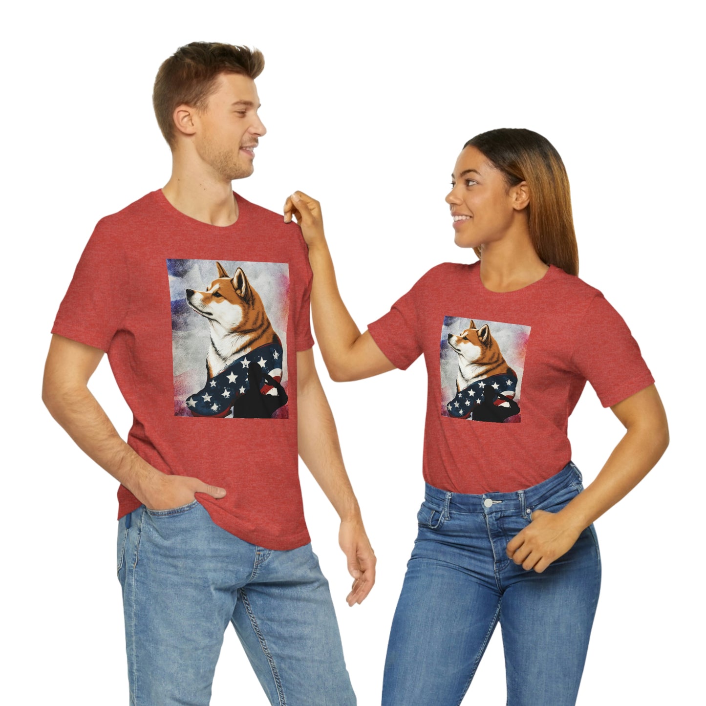 Patriotic Shiba Inu T-Shirt Support Our Troops | American Flag and Soldier Silhouette | Shiba Inu Tee with High-Quality Print