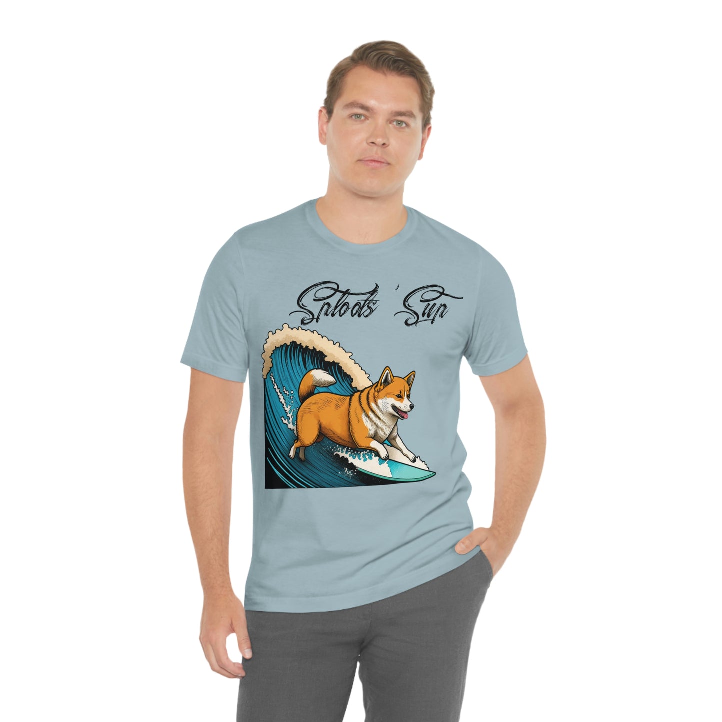 Sploots 'Sup Surfin' Shiba Inu | Black Ink | Short Sleeve Tee