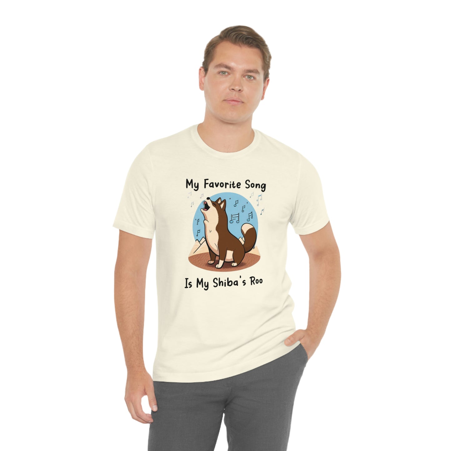 My Favorite Song - Black Ink | Dk Brown Shiba Inu | Unisex Jersey Short Sleeve Tee